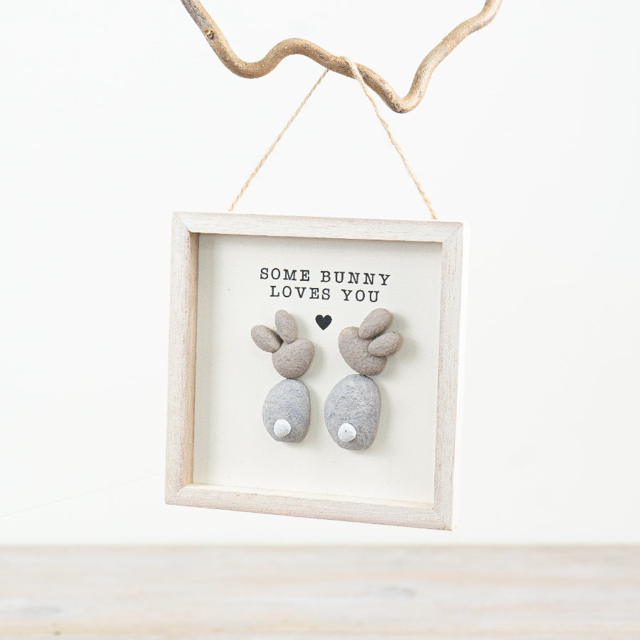 "Some Bunny Loves You" Wooden Photo Frame Pebble Picture, 13cm