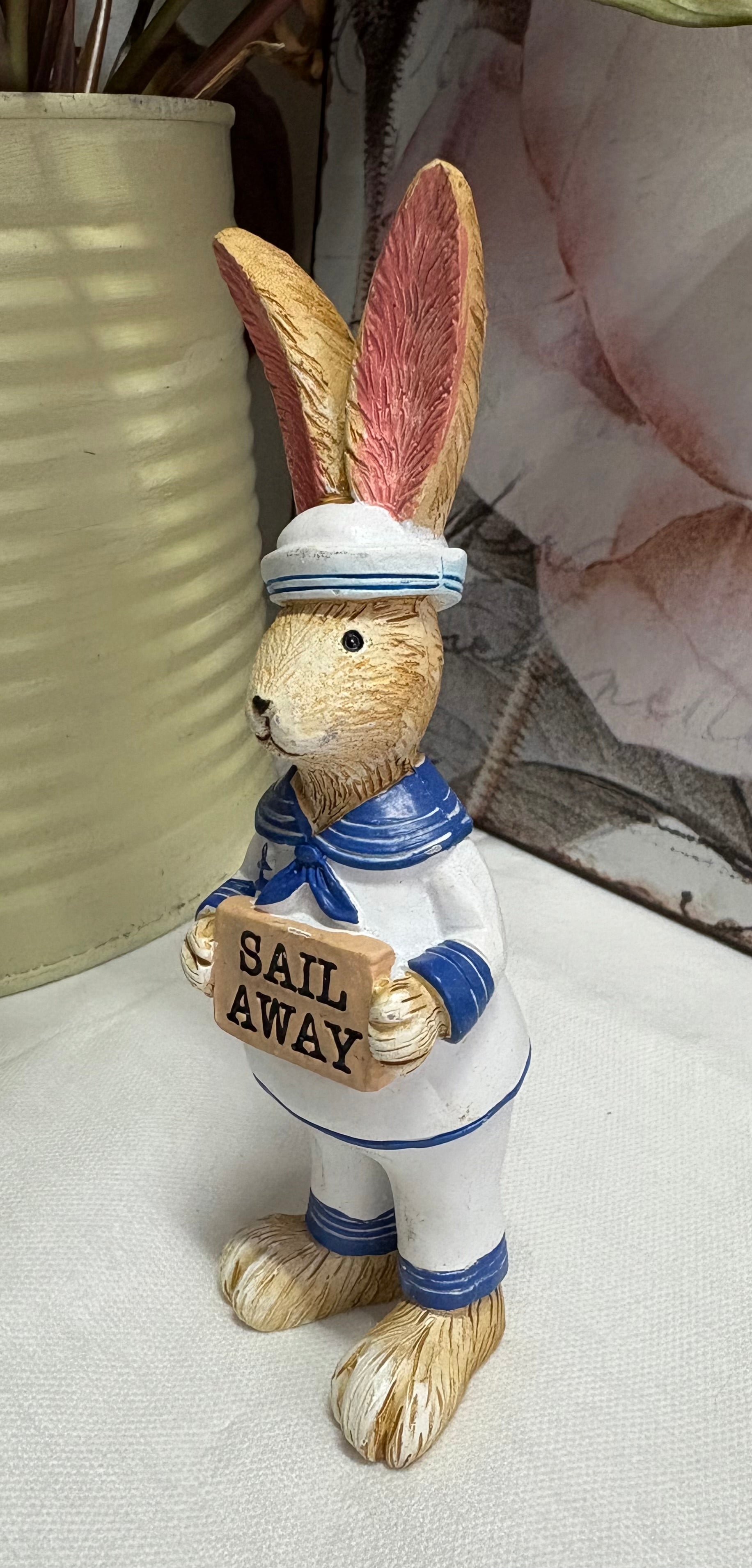 Sail Away Bunny Rabbit Hare Resin Figure