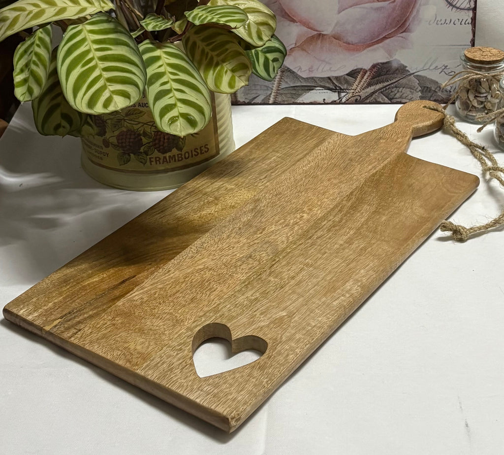 Large Wooden Chopping / Serving Board with Cut Out Heart