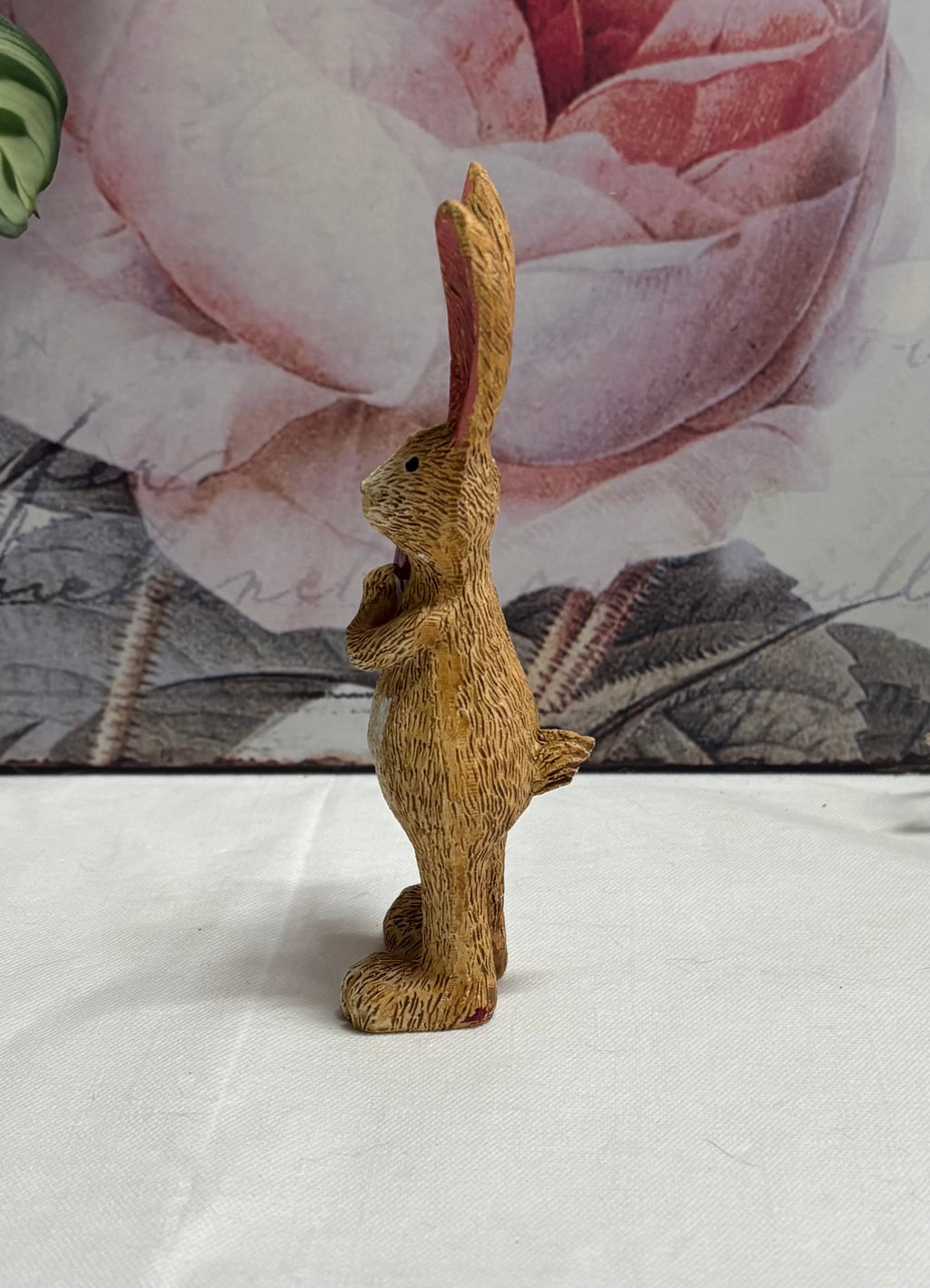 Standing Red Heart Bunny Resin Figure