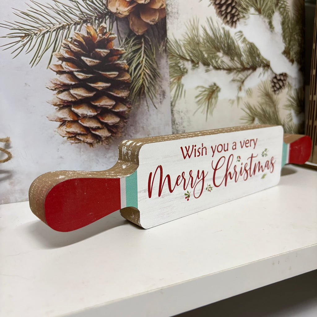 Rolling Pin Wooden Merry Christmas Ornament