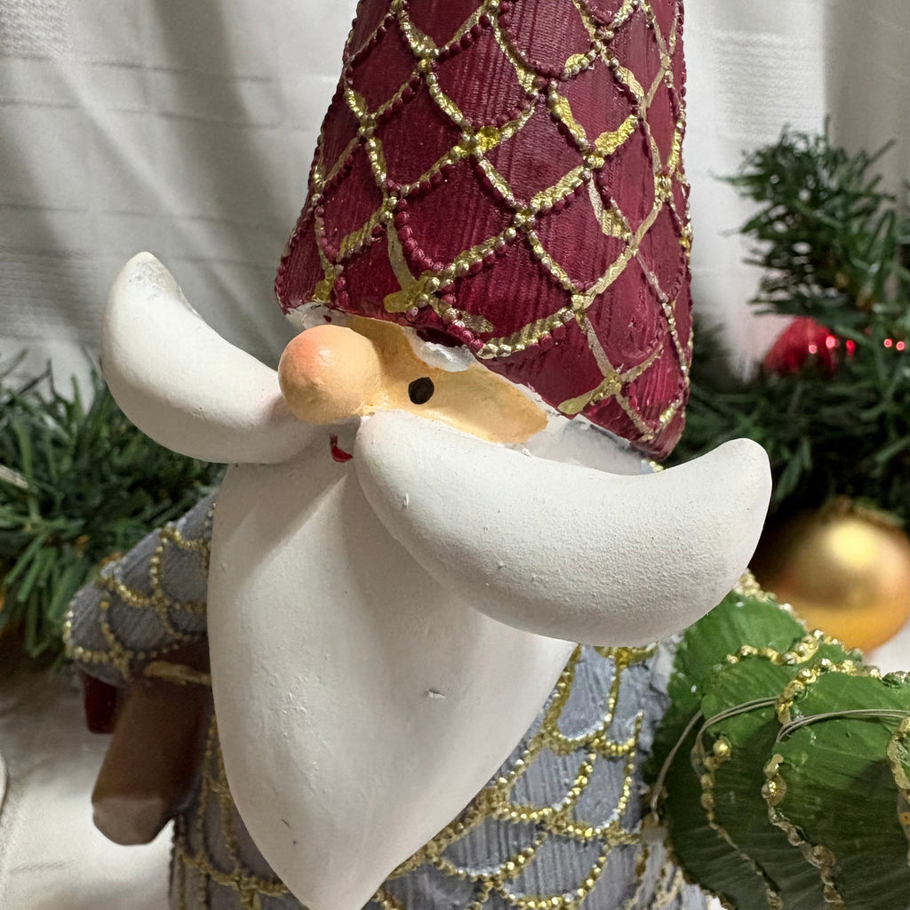 Santa holding a Tree LED Light Up Resin Figure