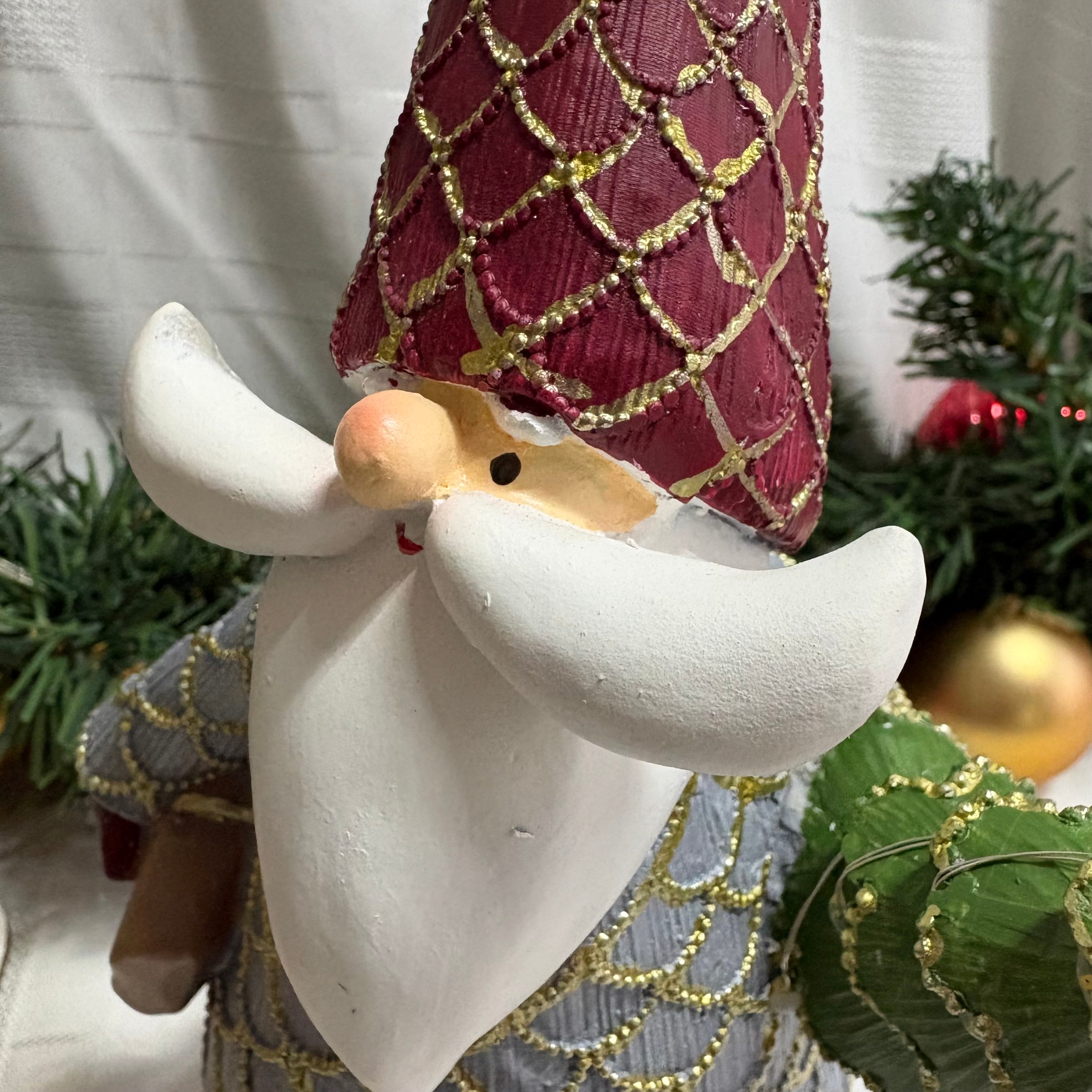 Santa holding a Tree LED Light Up Resin Figure
