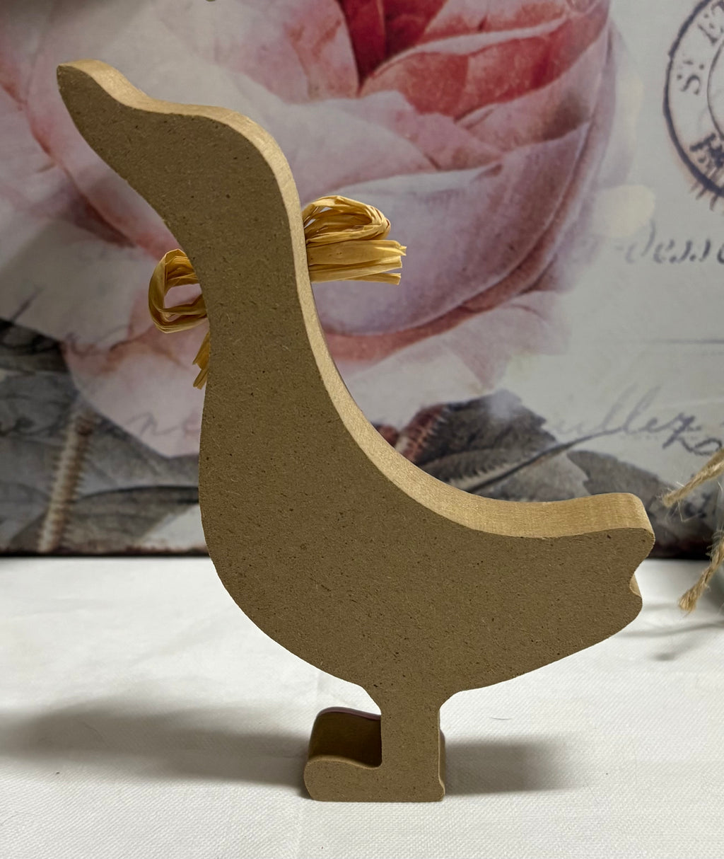 Floral Wooden Duck Ornament - Pink, 15cm