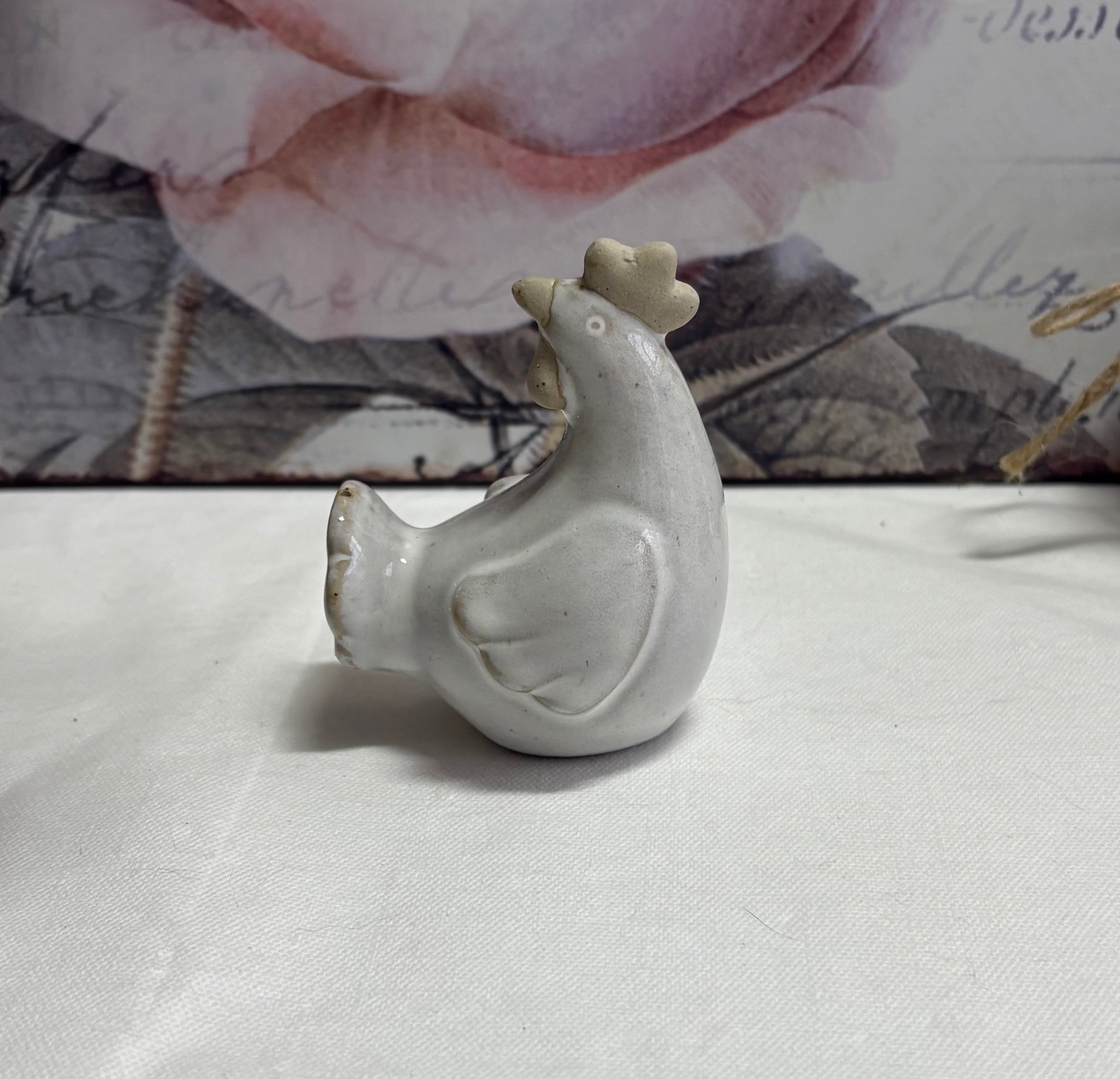Rustic Chicken Ceramic Ornament, 8cm