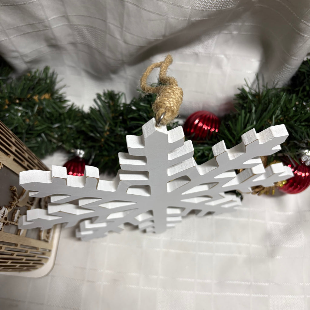 White Wooden Hanging Snowflake