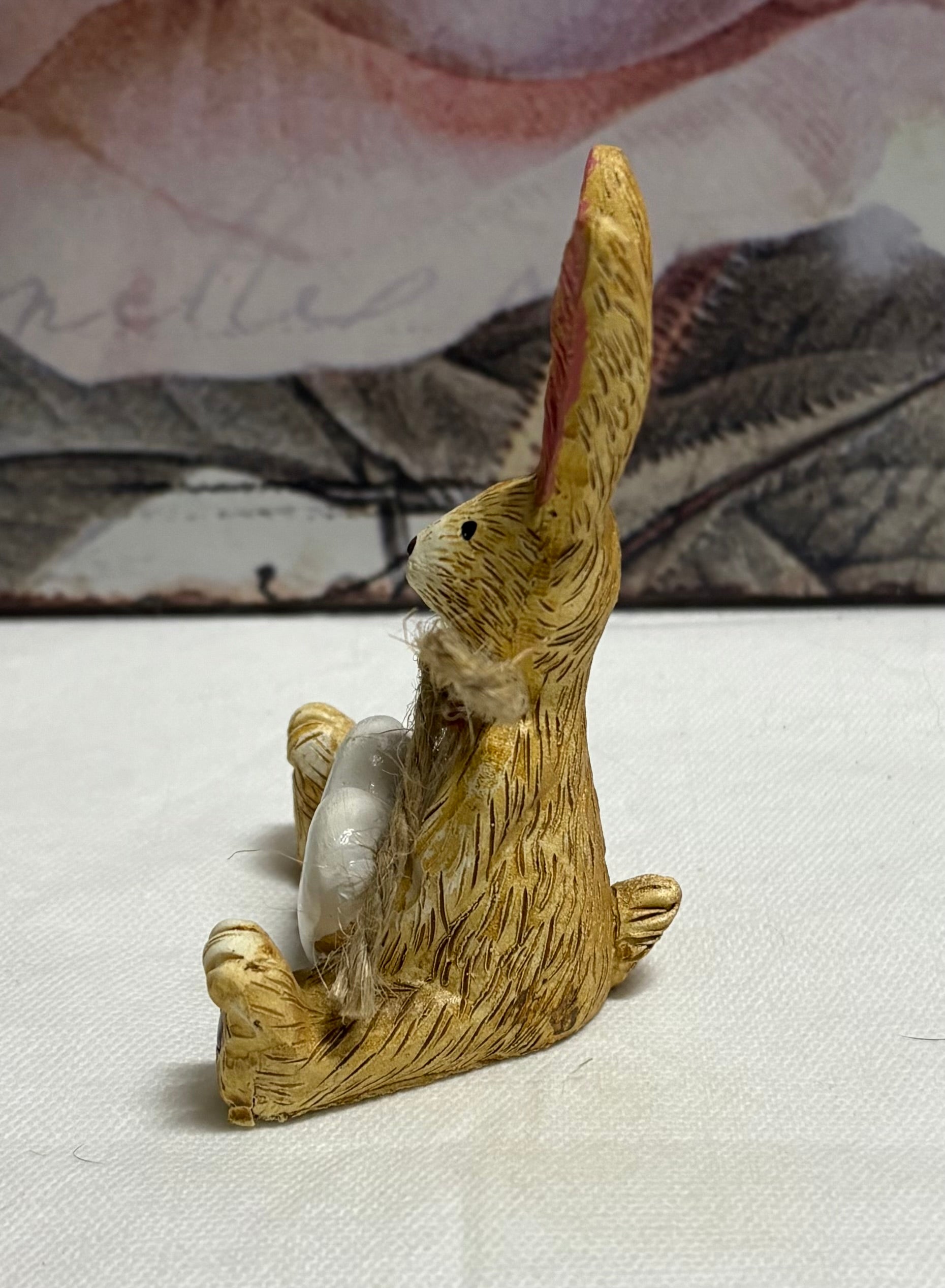 Sitting Brown Bunny with Love Heart Figure Ornament