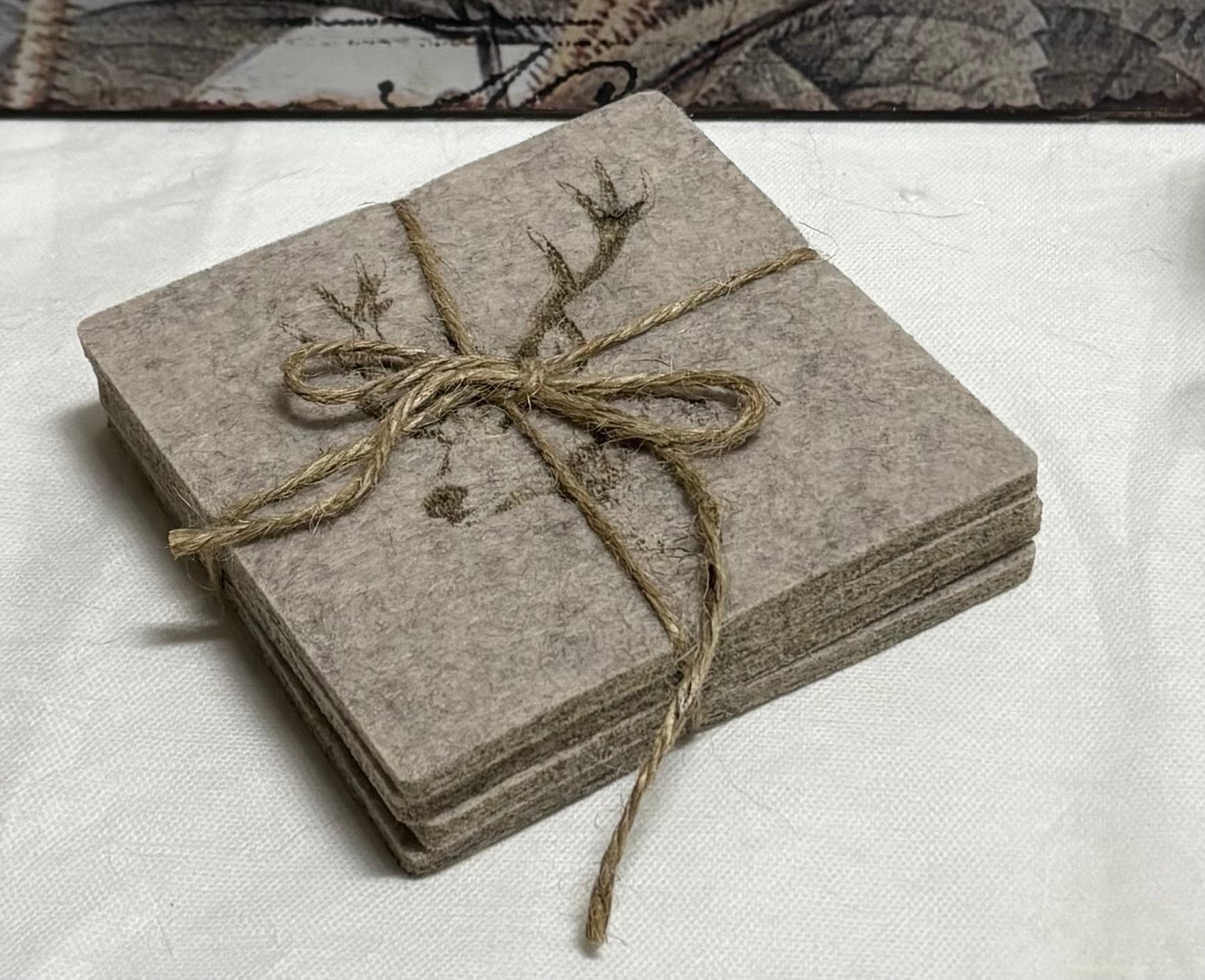 Set Of 4 Felt 10cm Deer Coasters