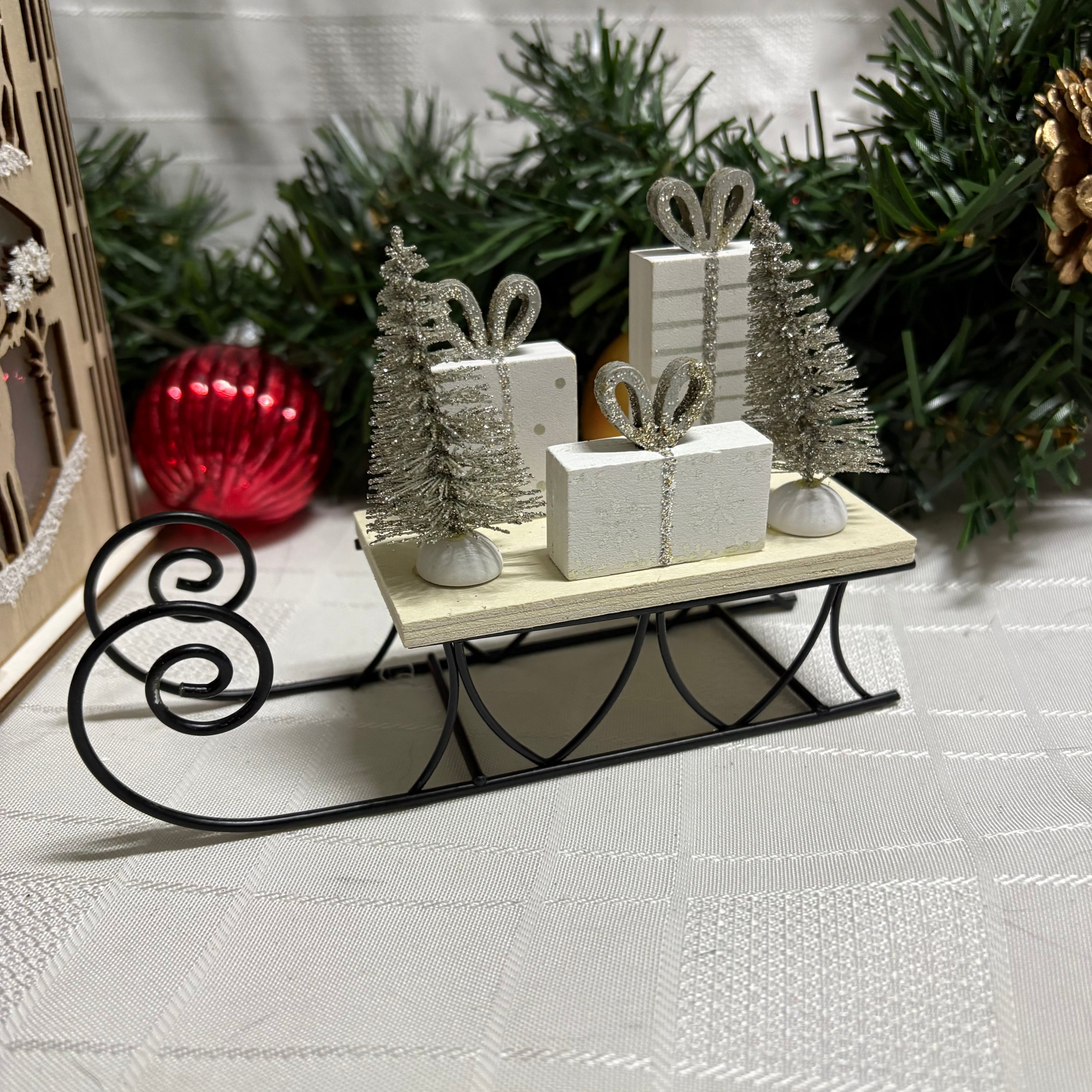 Small Christmas Sleigh with Presents Decoration