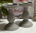 Pair of Ornate Chunky Grey T Light Holders