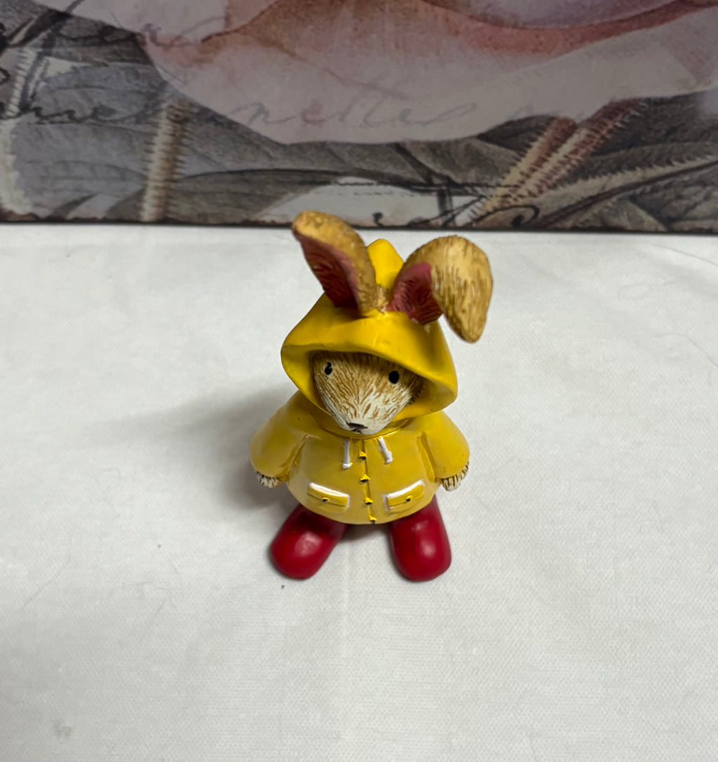 Standing Brown Raincoat Bunny Rabbit Hare Figure Ornament