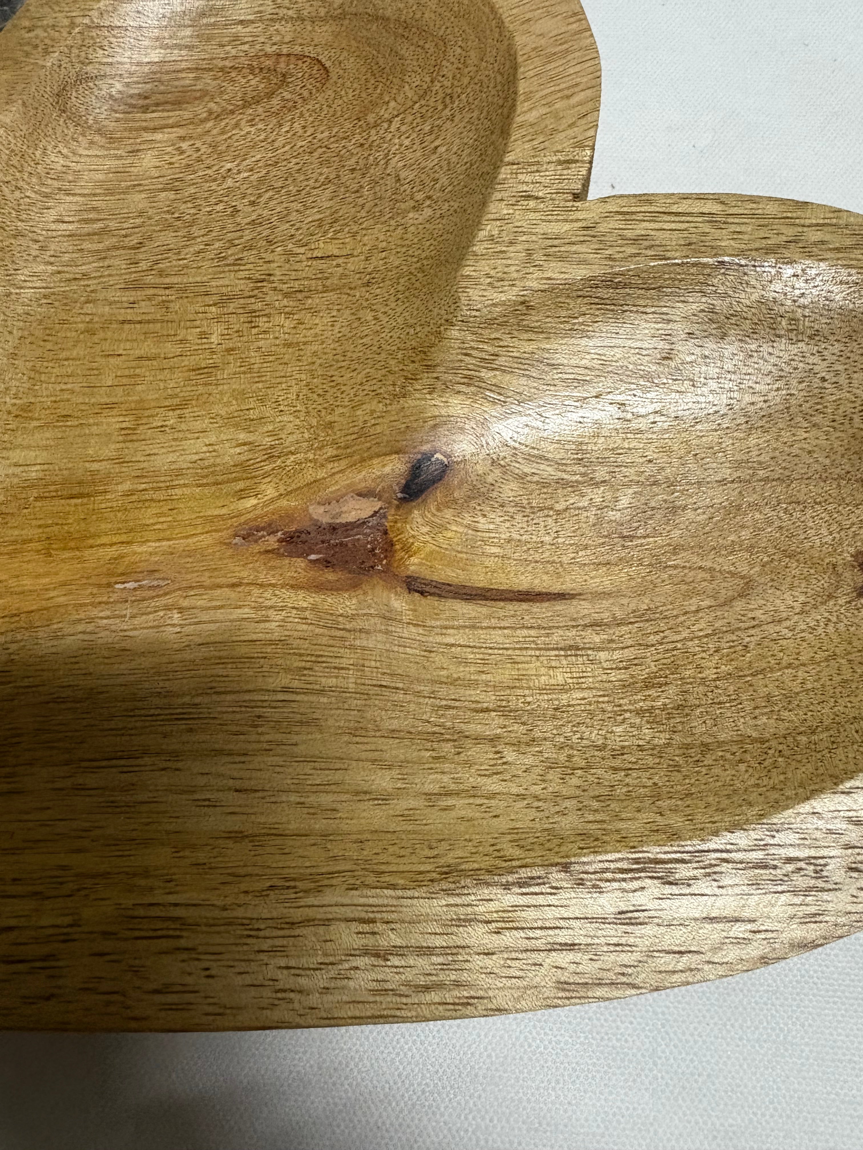 Natural Wooden Heart Dish - 20cm