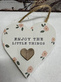 Enjoy The Little Things Heart Shaped Wooden Hanger, 6cm