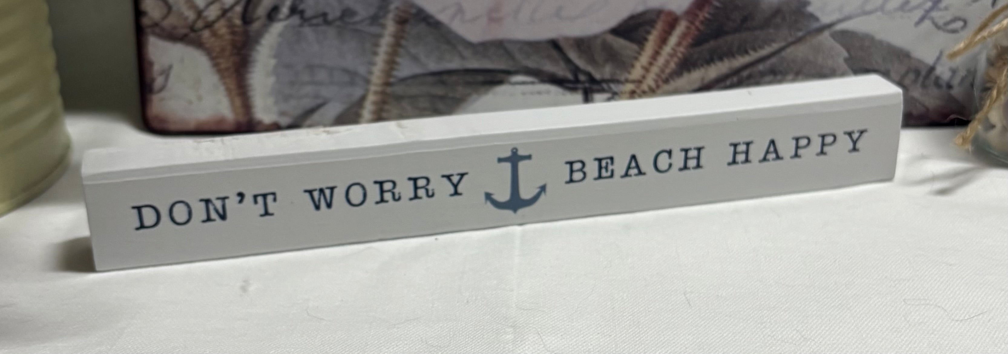 Don't worry Beach Happy Wooden Block Ornament, 24cm