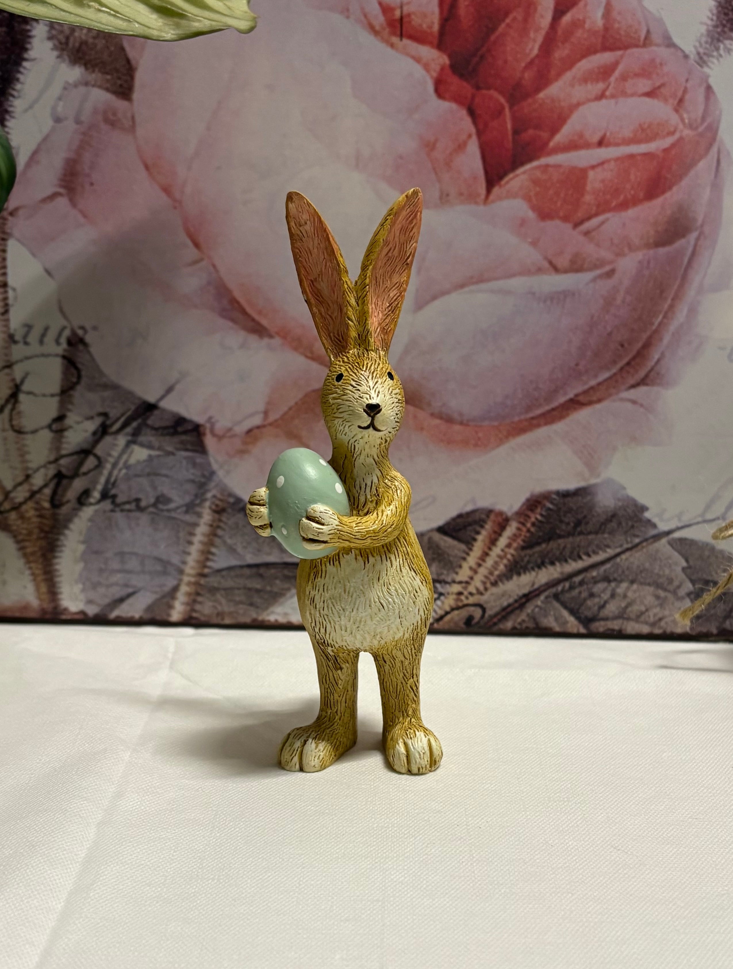 Standing Green Egg Bunny Resin Figure