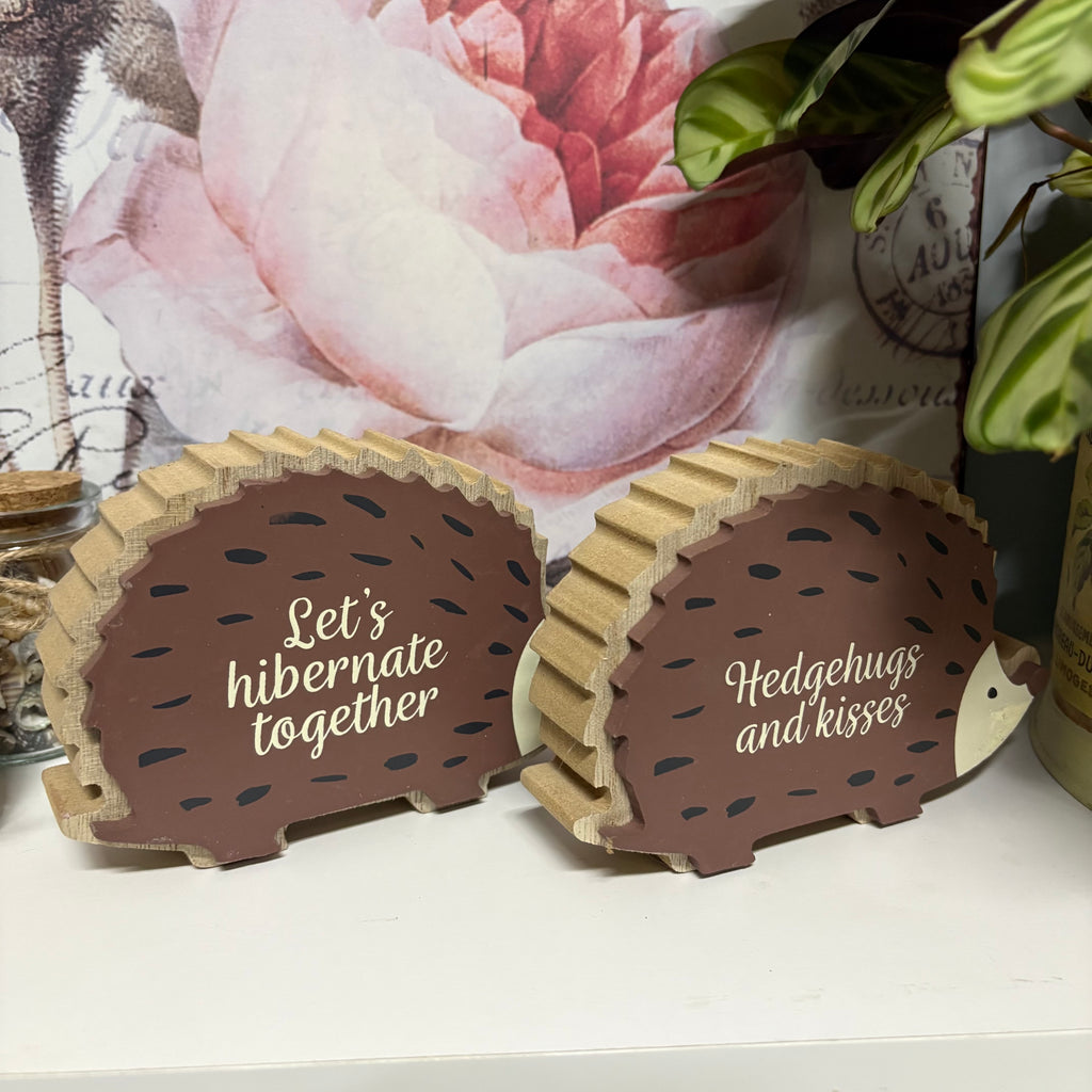 Pair of Wooden Hedgehog Ornaments