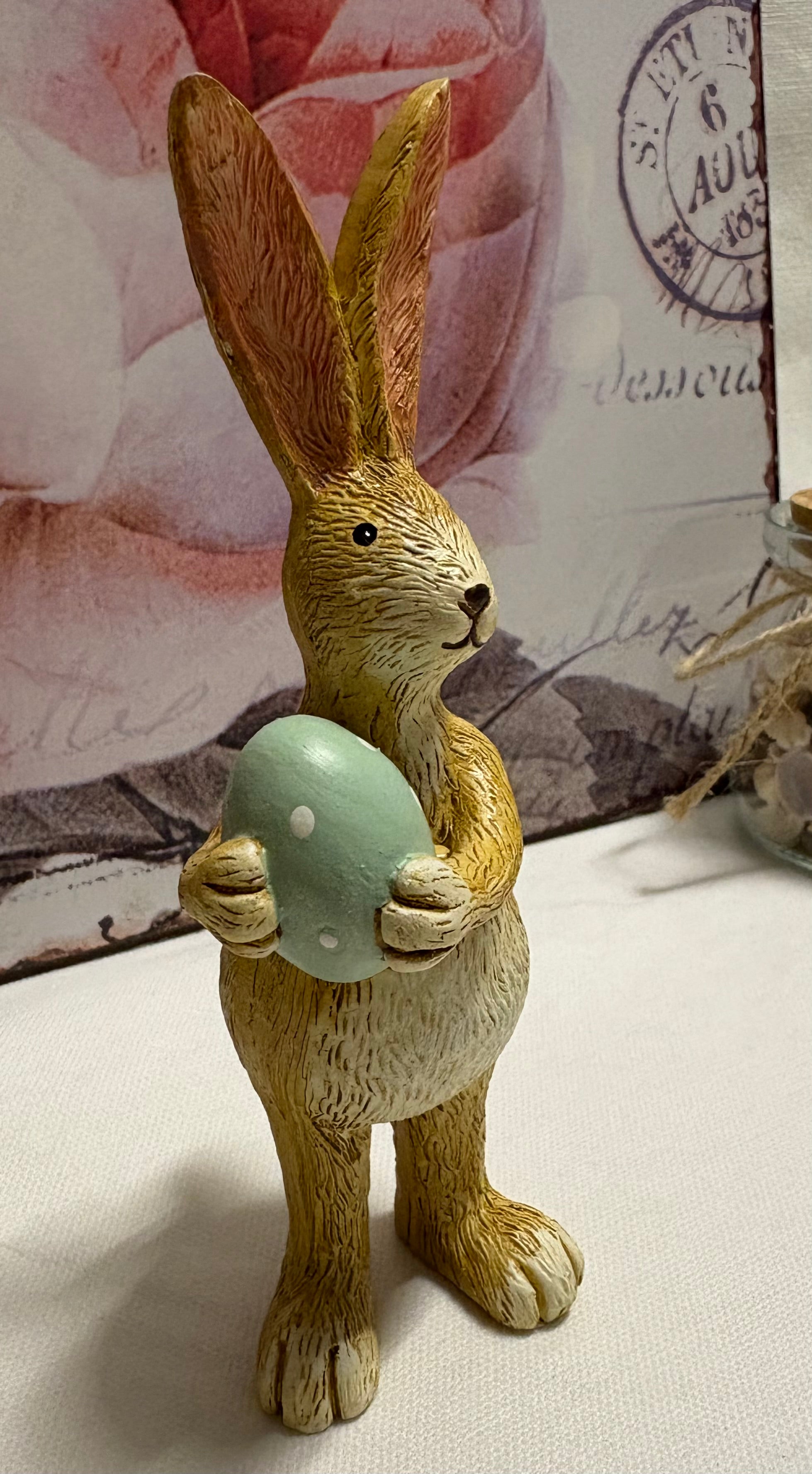 Standing Green Egg Bunny Resin Figure