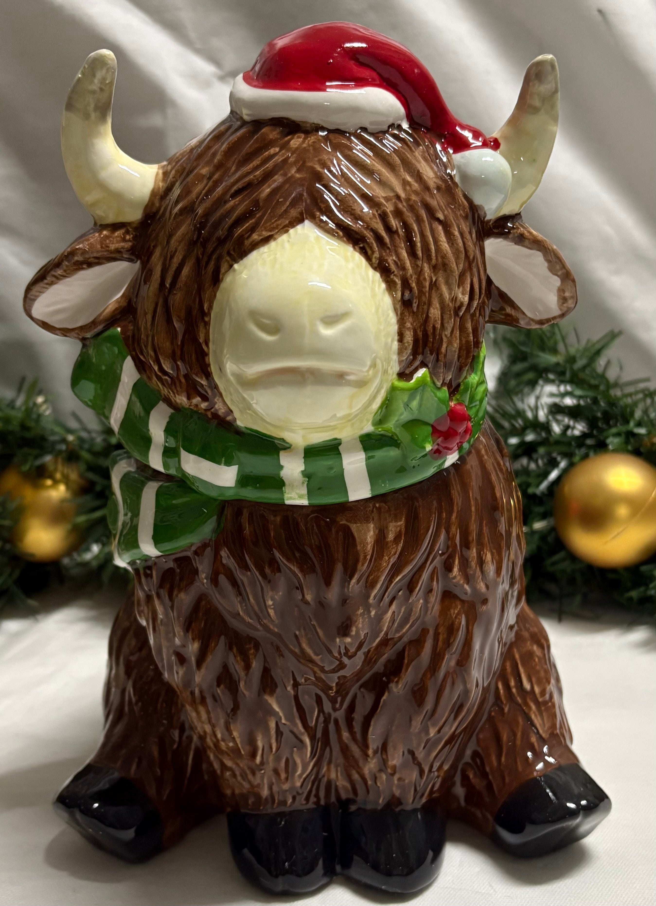 Highland Cow Christmas Cookie Jar