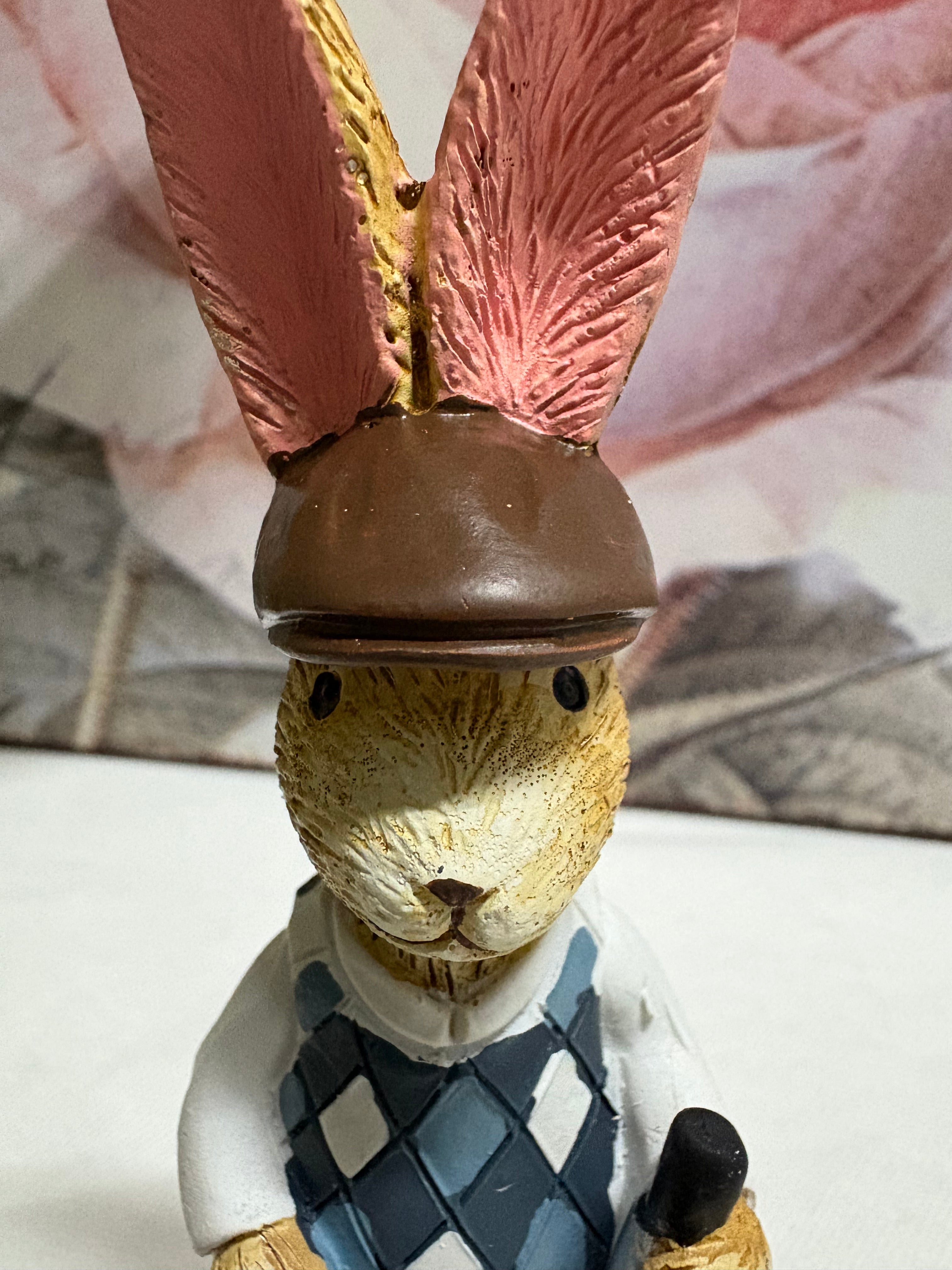 Standing Brown Golfer Bunny Hare Rabbit Figure Ornament