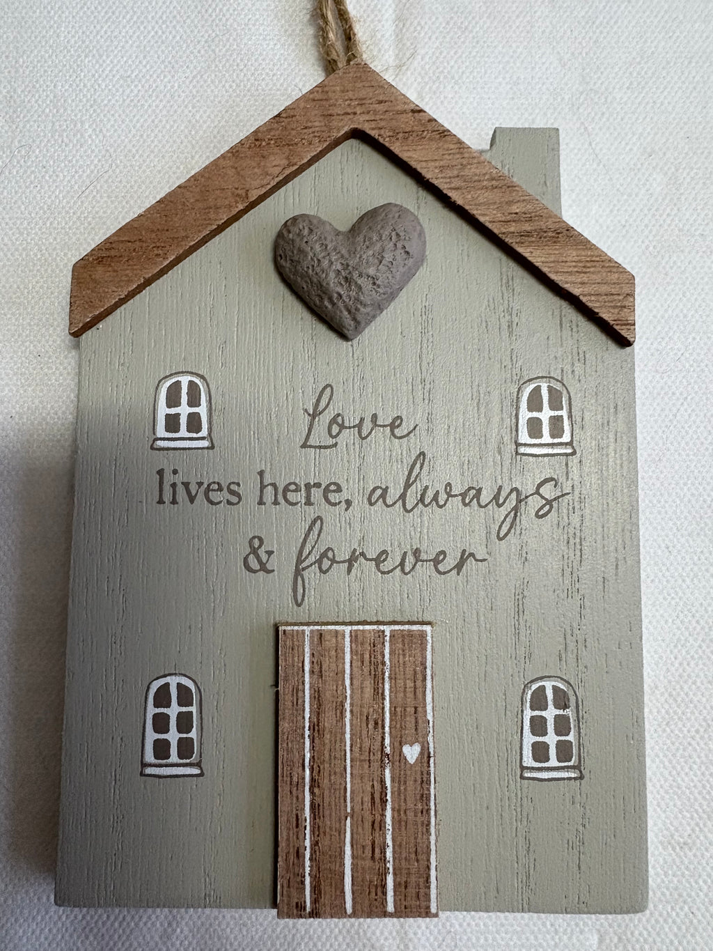 Set of 4 x Wooden House Hanger Ornaments, 12cm