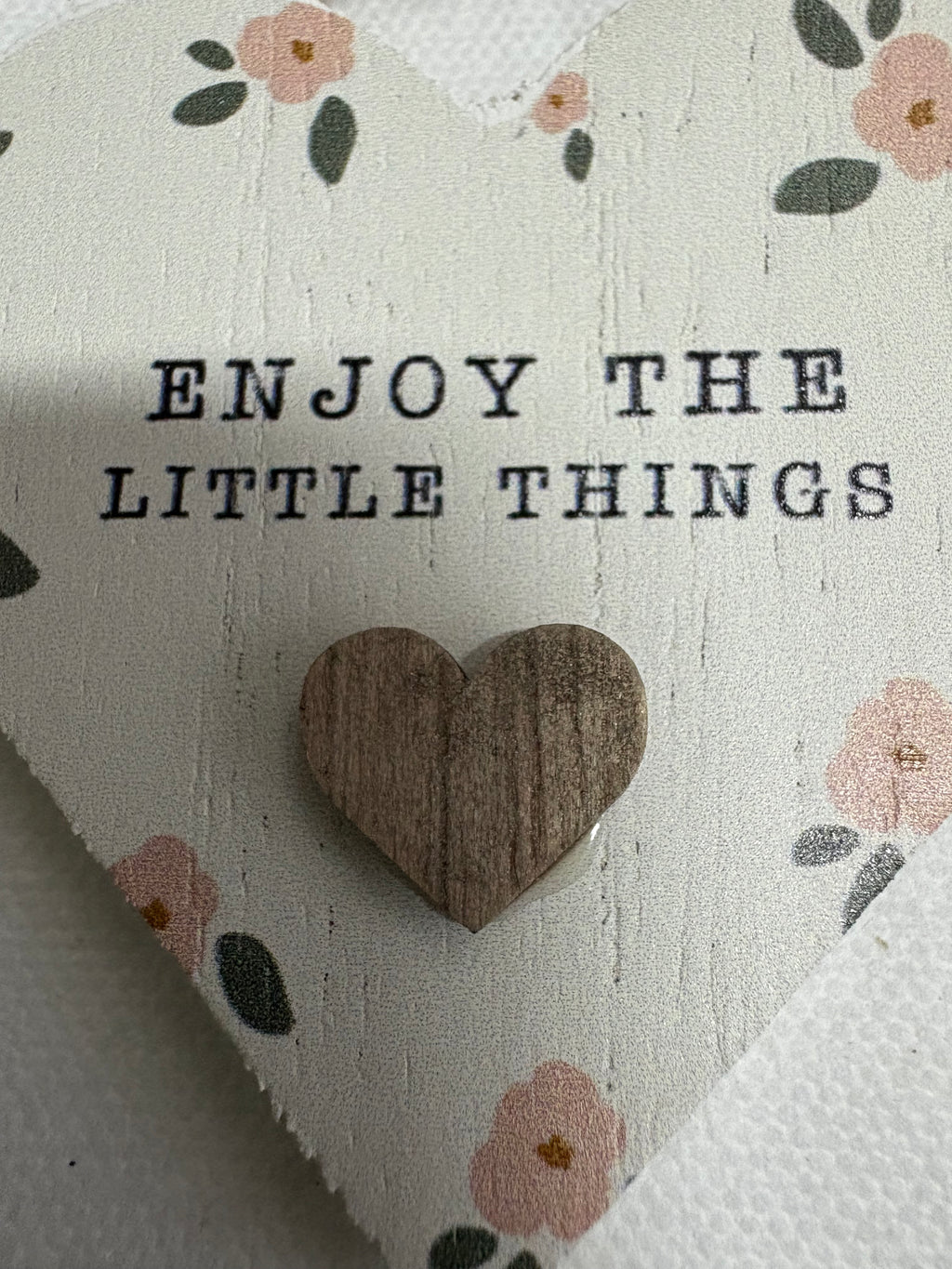 Enjoy The Little Things Heart Shaped Wooden Hanger, 6cm