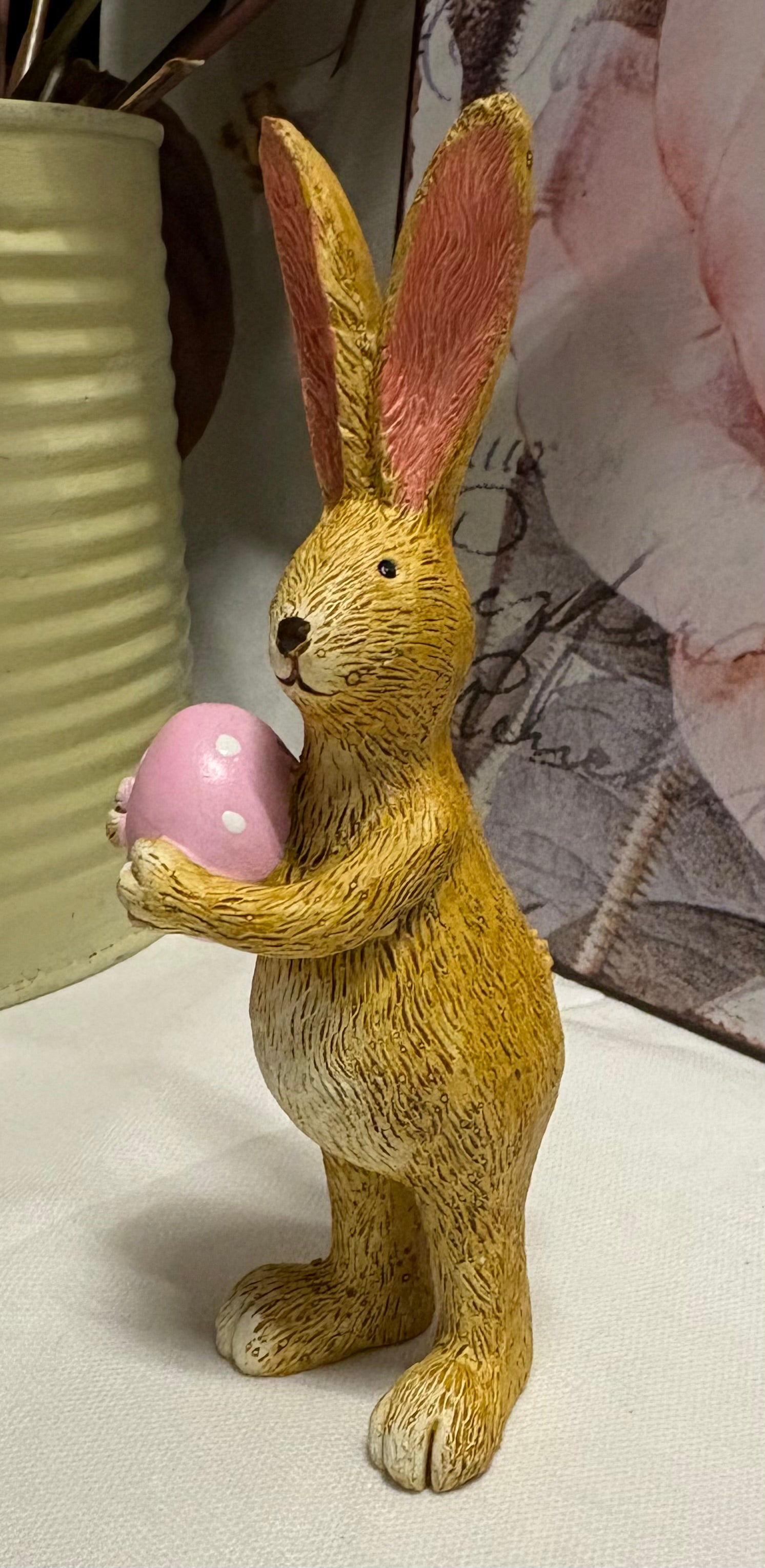 Standing Pink Egg Bunny Resin Figure
