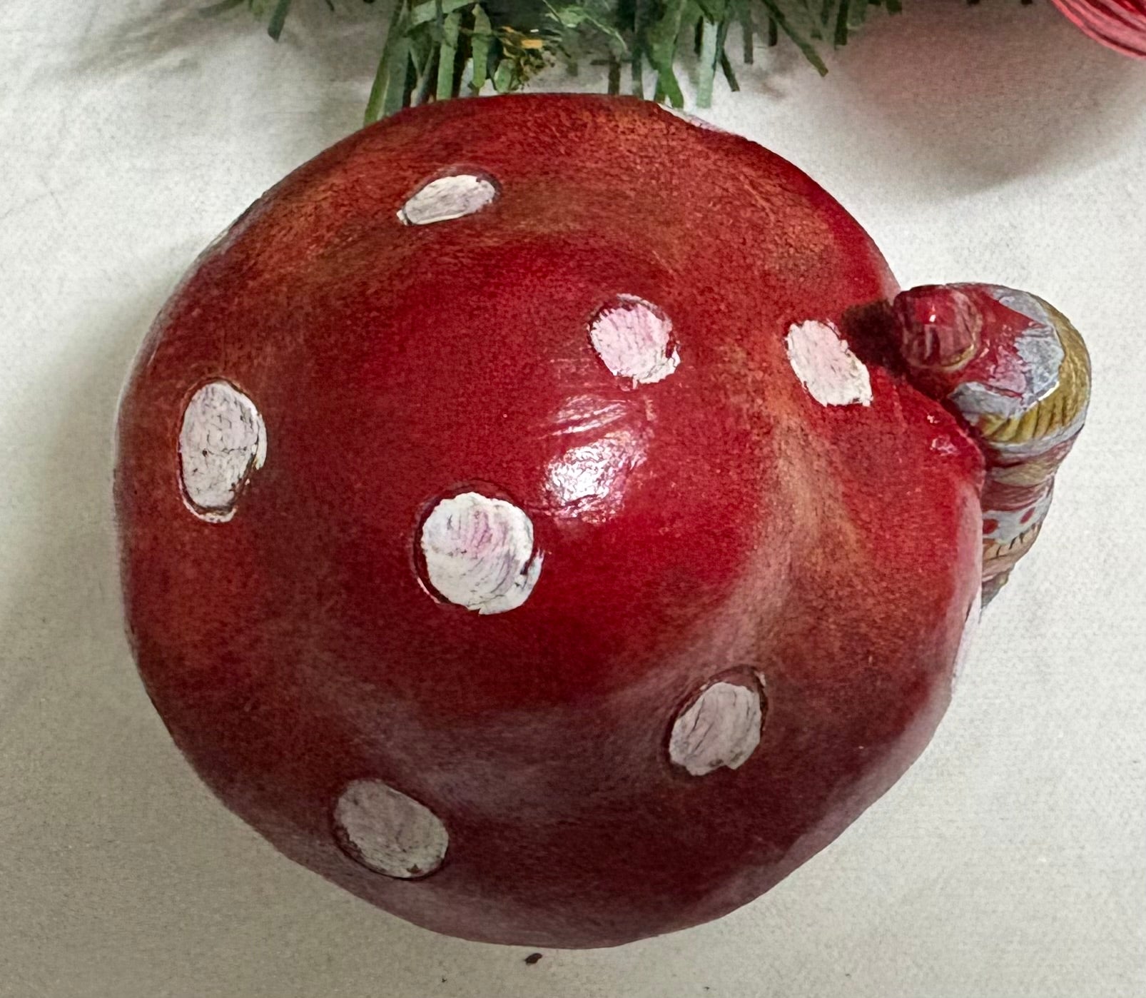 Santa with Toadstool Resin Ornament