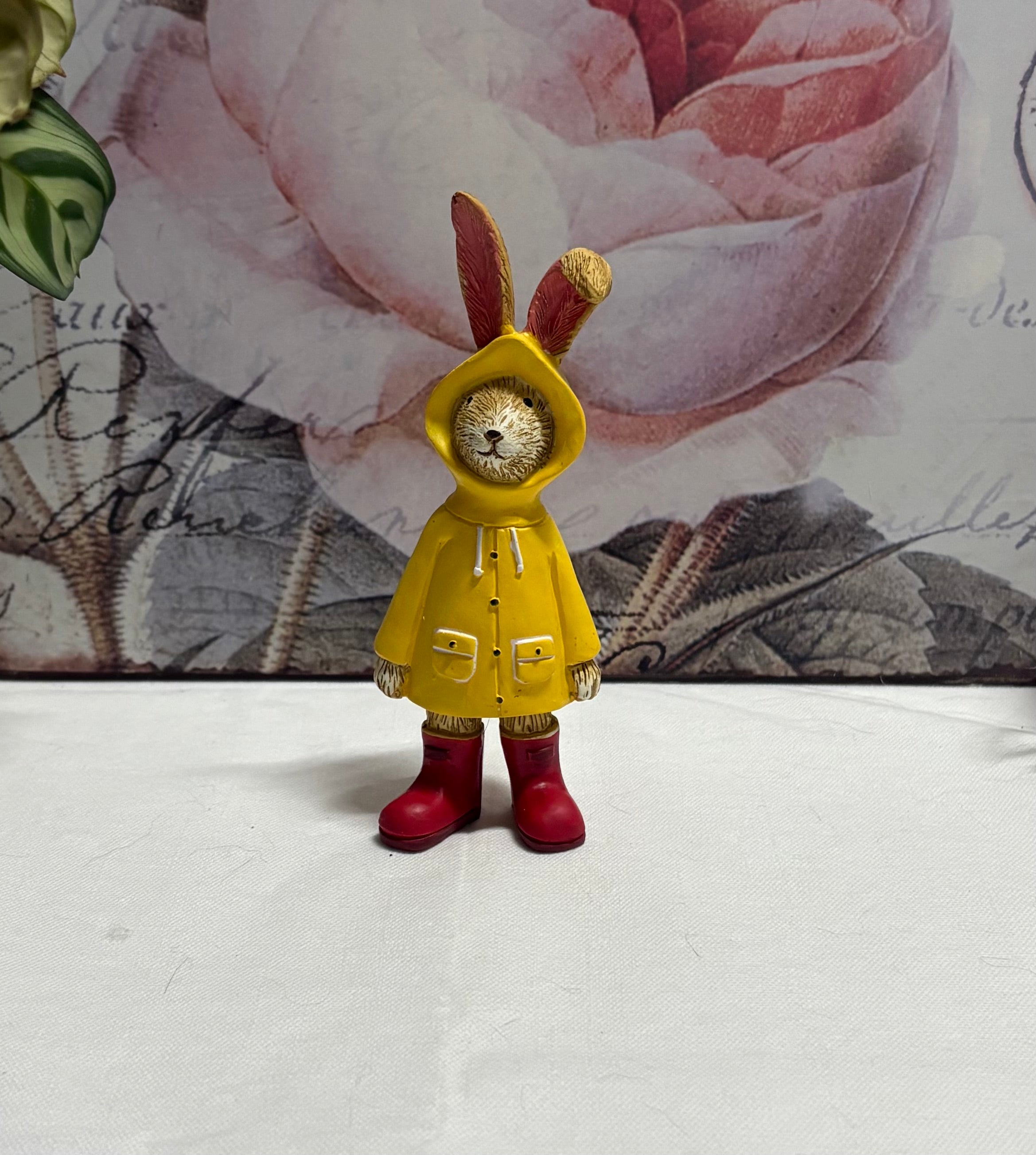 Standing Brown Raincoat Bunny Rabbit Hare Figure Ornament