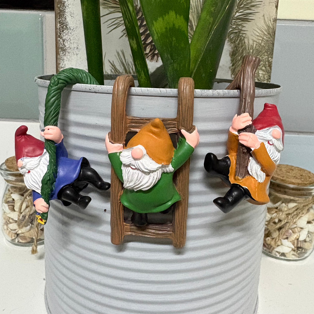 Set of 3 Gnome Resin Pot Hangers