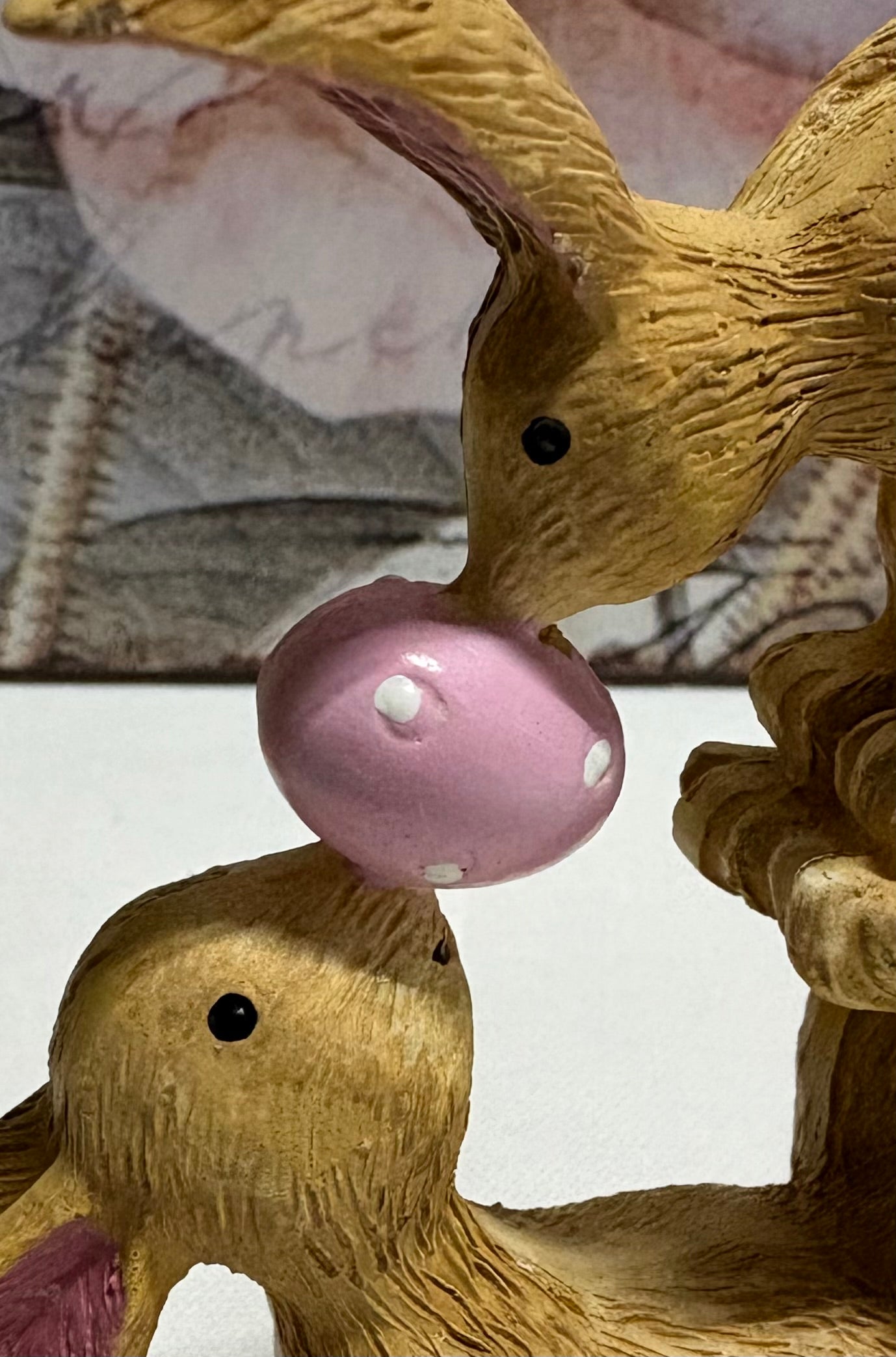 Kissing Bunnies Easter Ornament - Pink Egg