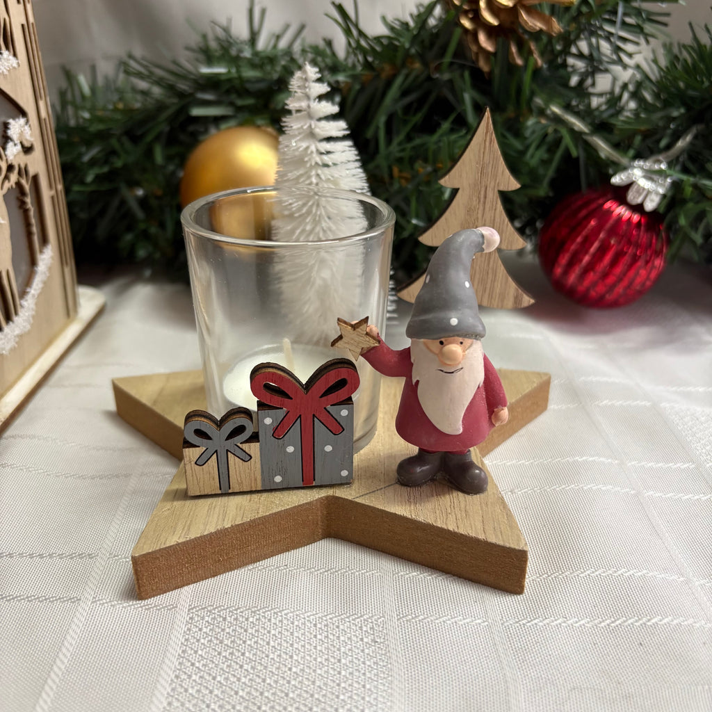 Wooden Star T Light Holder Christmas Ornament