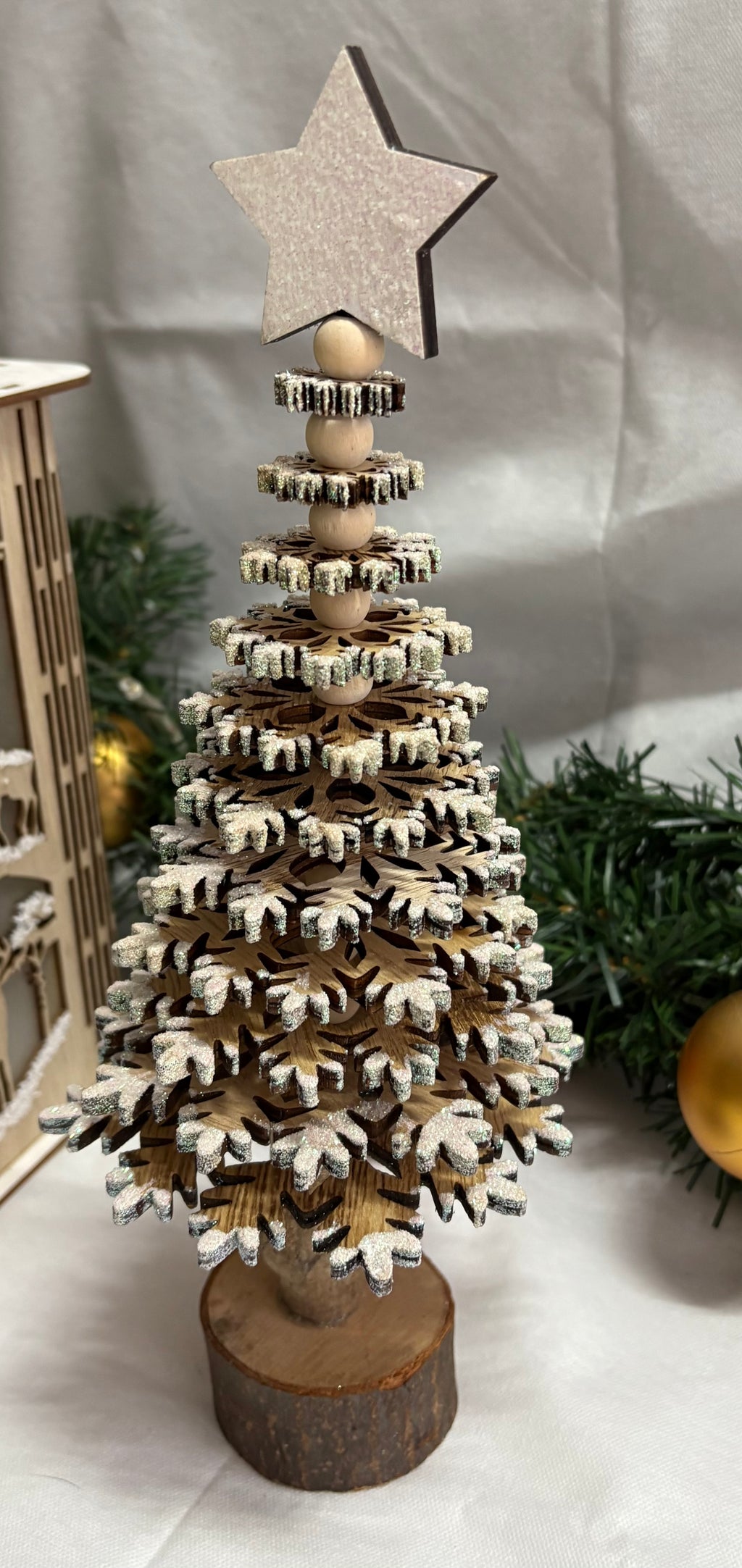 Gorgeous Glittery Wooden Christmas Tree Decoration