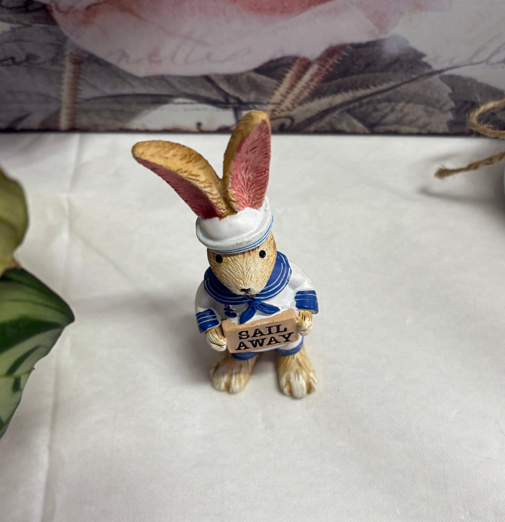 Sail Away Bunny Rabbit Hare Resin Figure