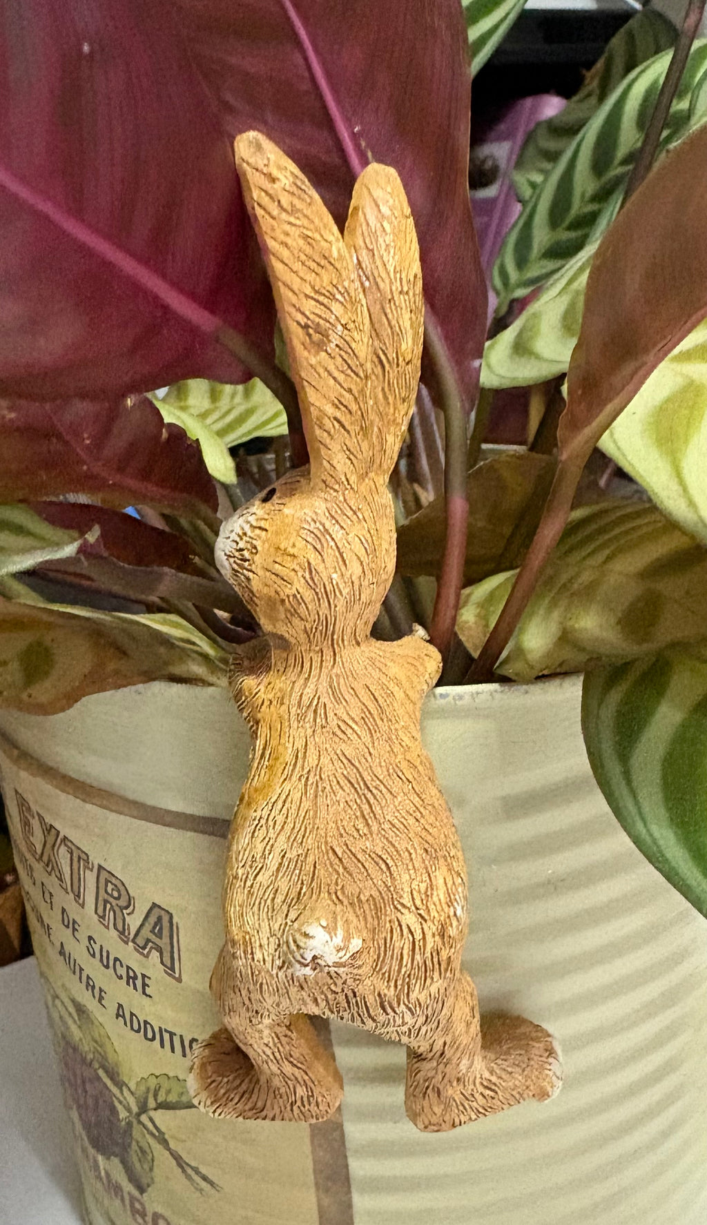 Brown Bunny Rabbit Figure Pot Hanger, 14cm