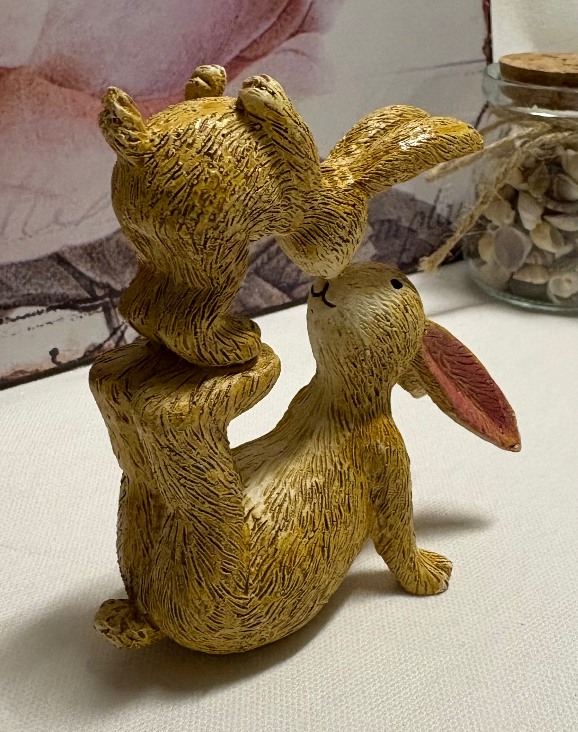 Kissing Bunnies Resin Figure