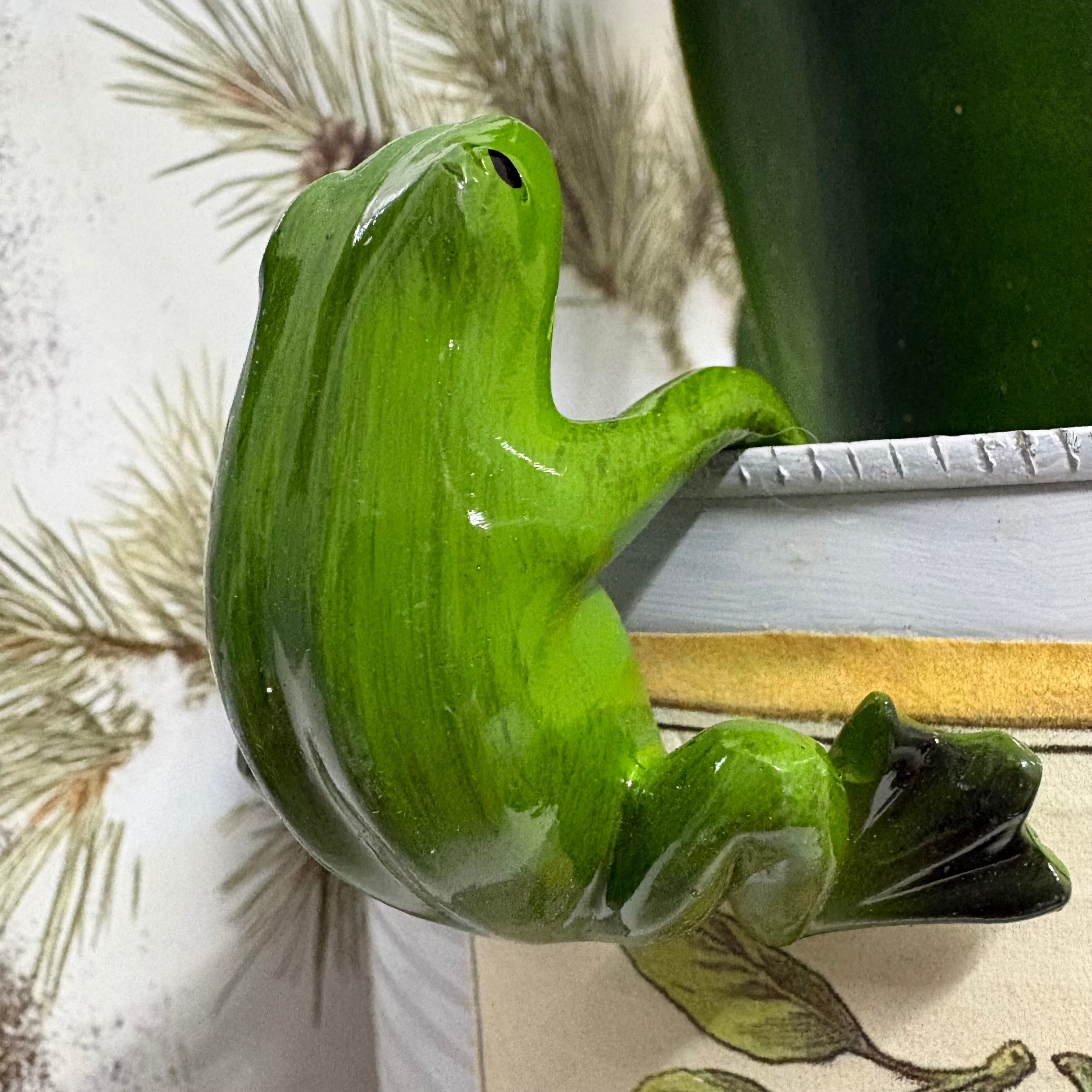 Green Resin Frog Pot Hanger