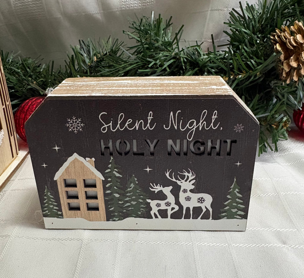 Silent Night Holy Night LED Light Up Ornament