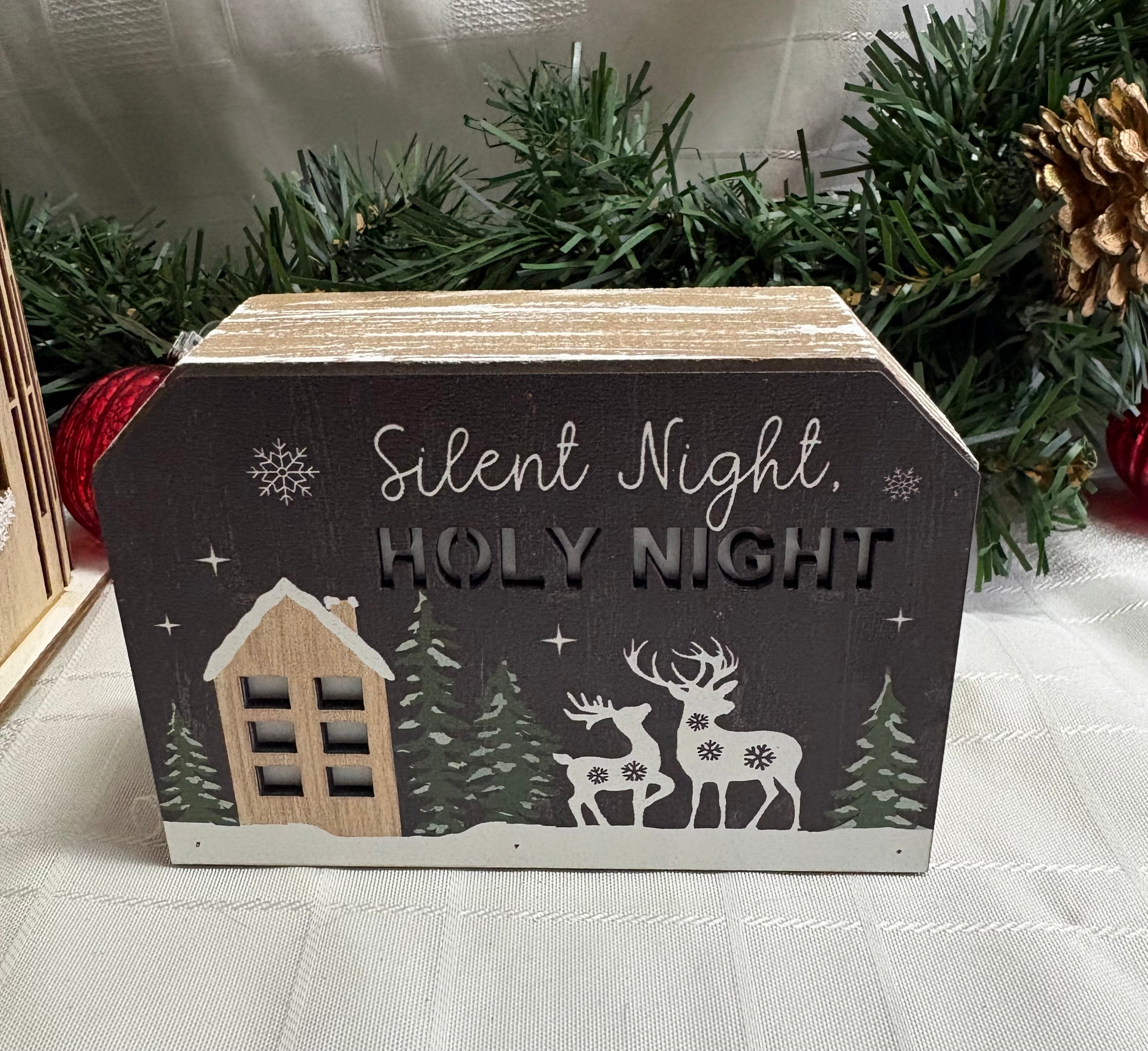 Silent Night Holy Night LED Light Up Ornament
