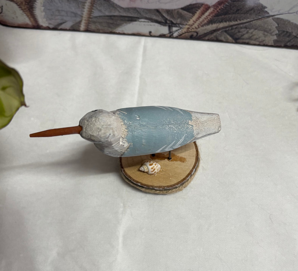 Grey Wooden Bird on Base Ornament, 13cm