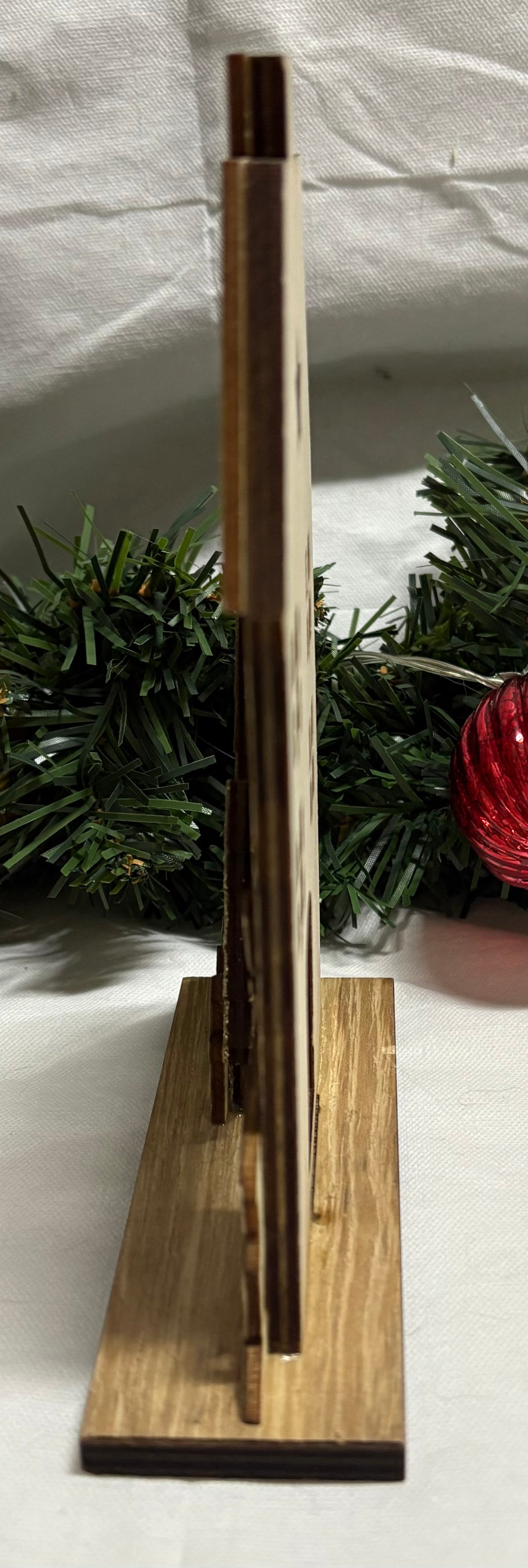 Neutral Wooden House, Christmas Decoration, 18cm