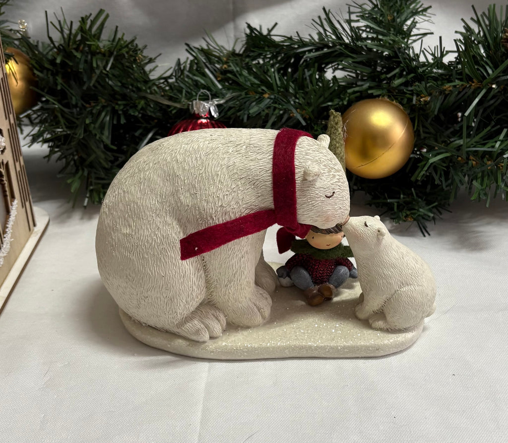Mother & Baby Polar Bear Resin Christmas Ornament
