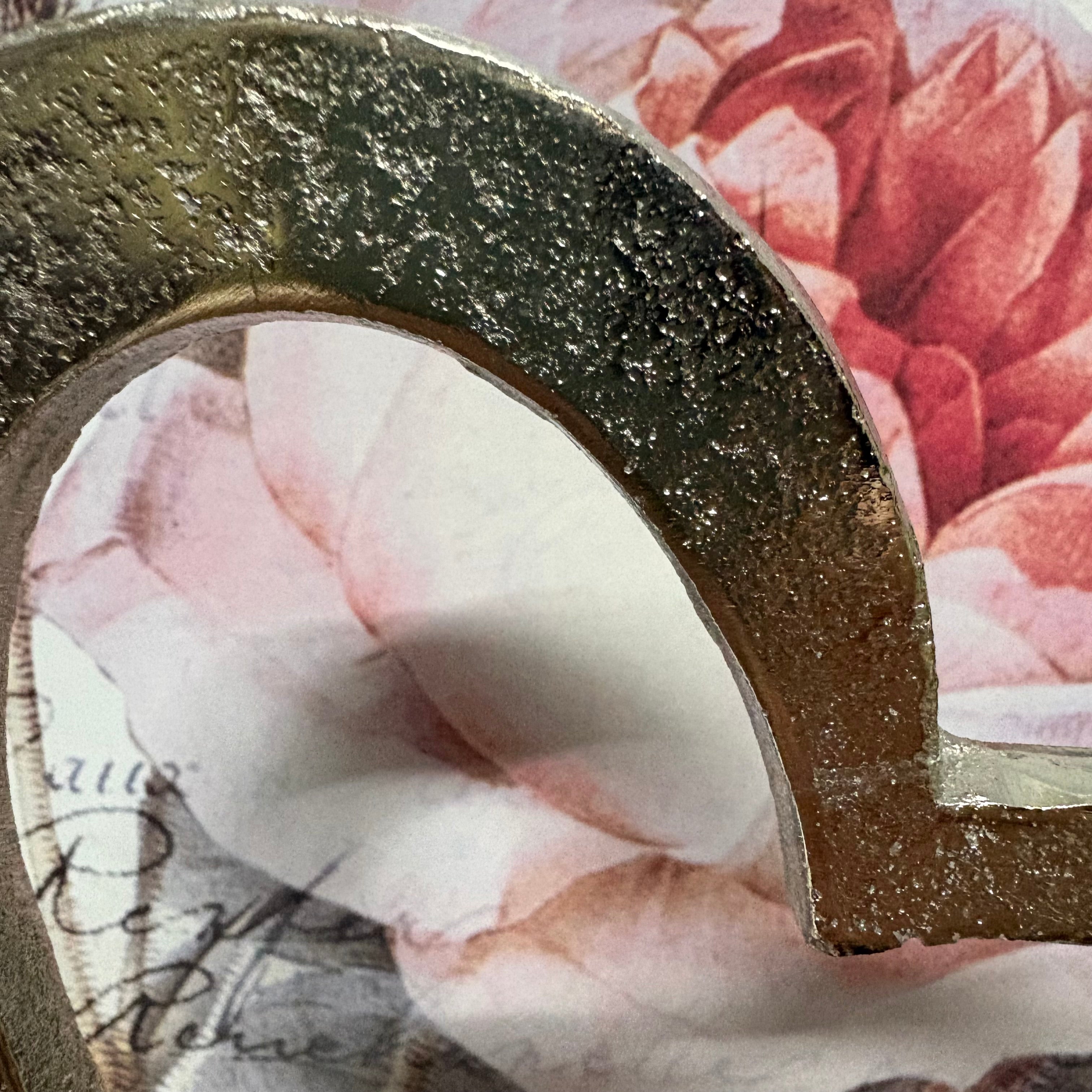 Aluminium Love Heart Metal Ornament in Wooden Block