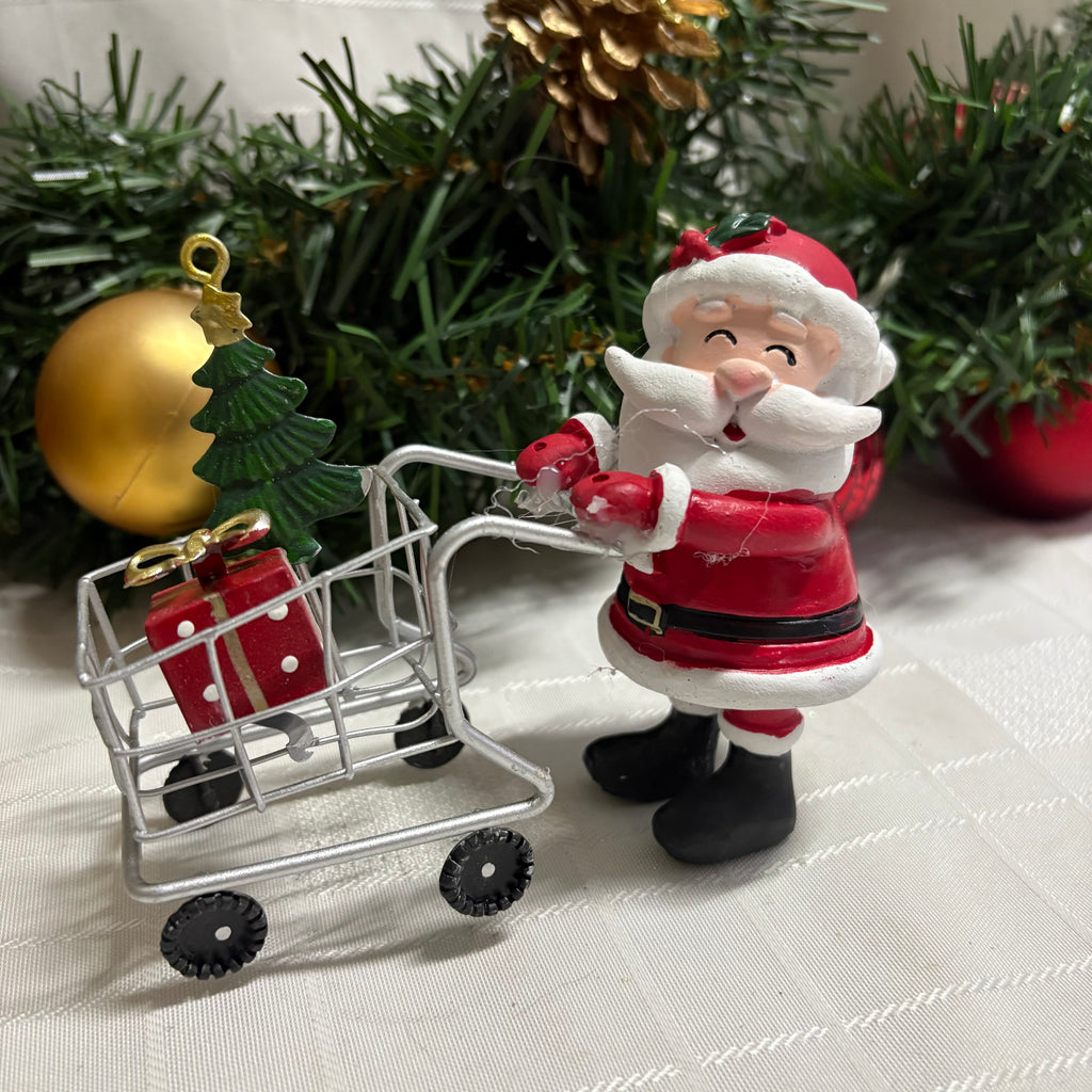 Santa with Shopping Trolley Christmas Ornament