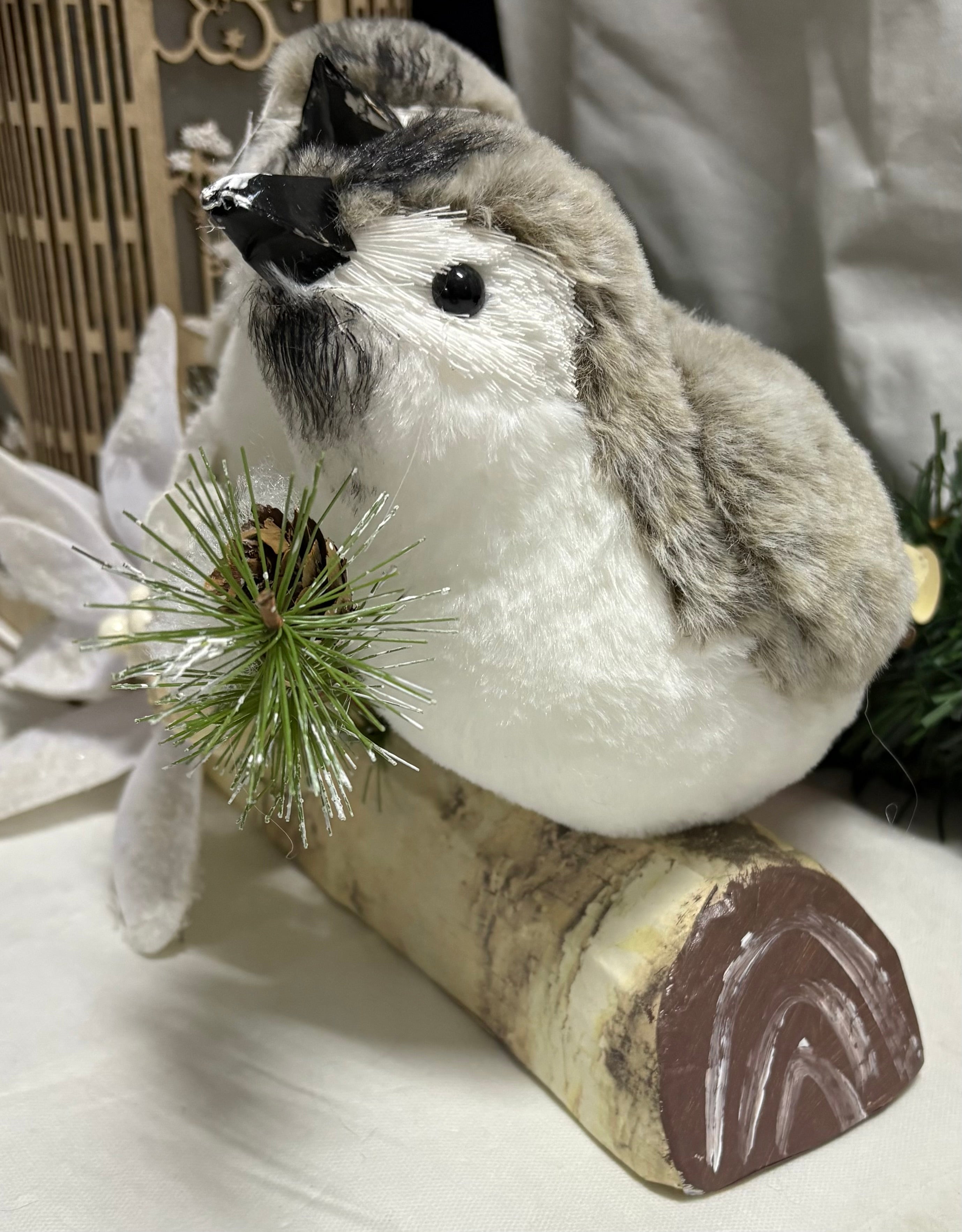 Two Soft Plush Birds on a Branch Ornament
