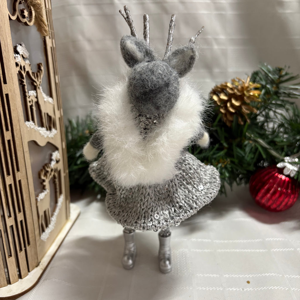 Standing Mouse in Silver Dress Christmas Ornament