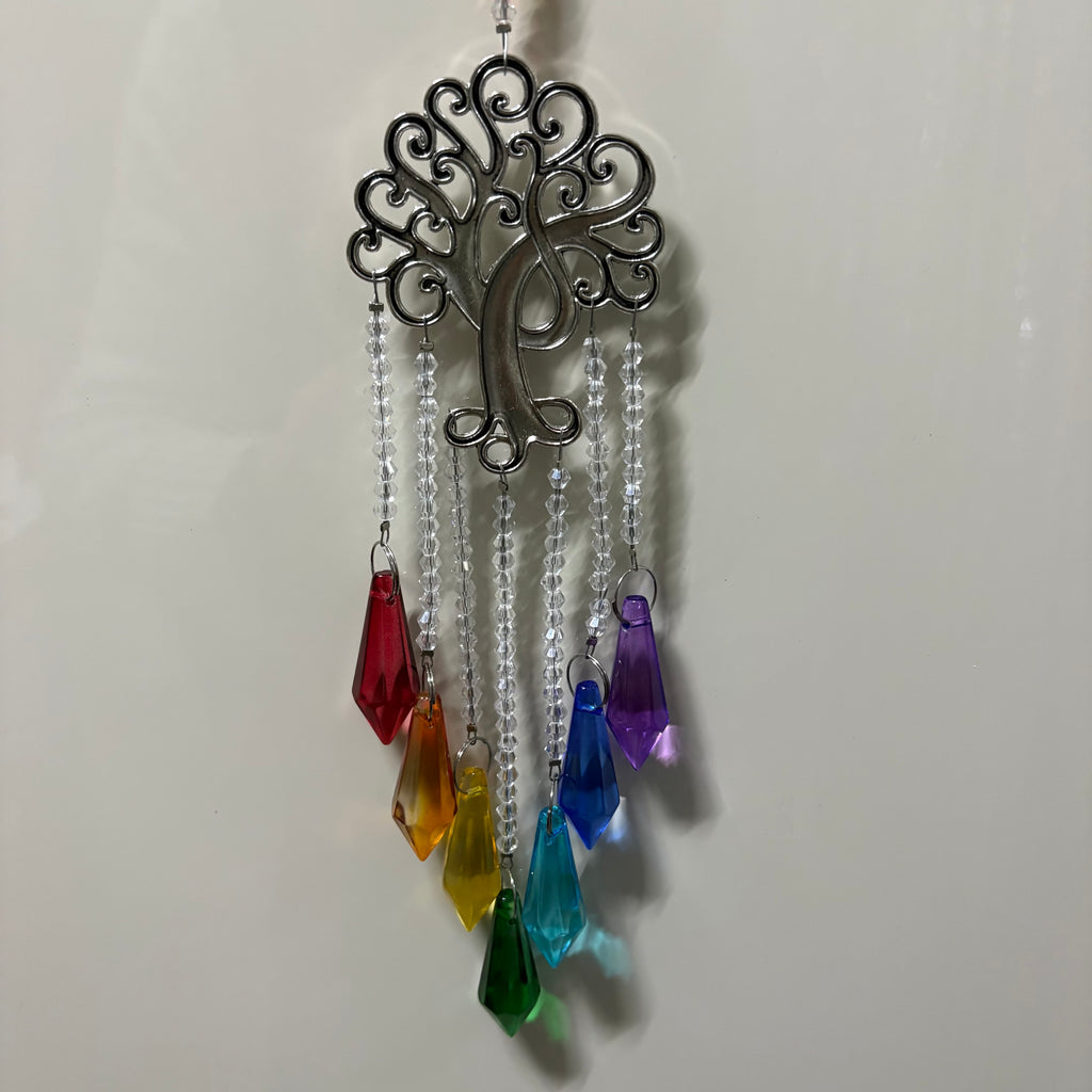 Tree of Life Rainbow Chakra Crystal Suncatcher