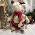 Skiing Mouse Soft Christmas Ornament - Green or Red Scarf