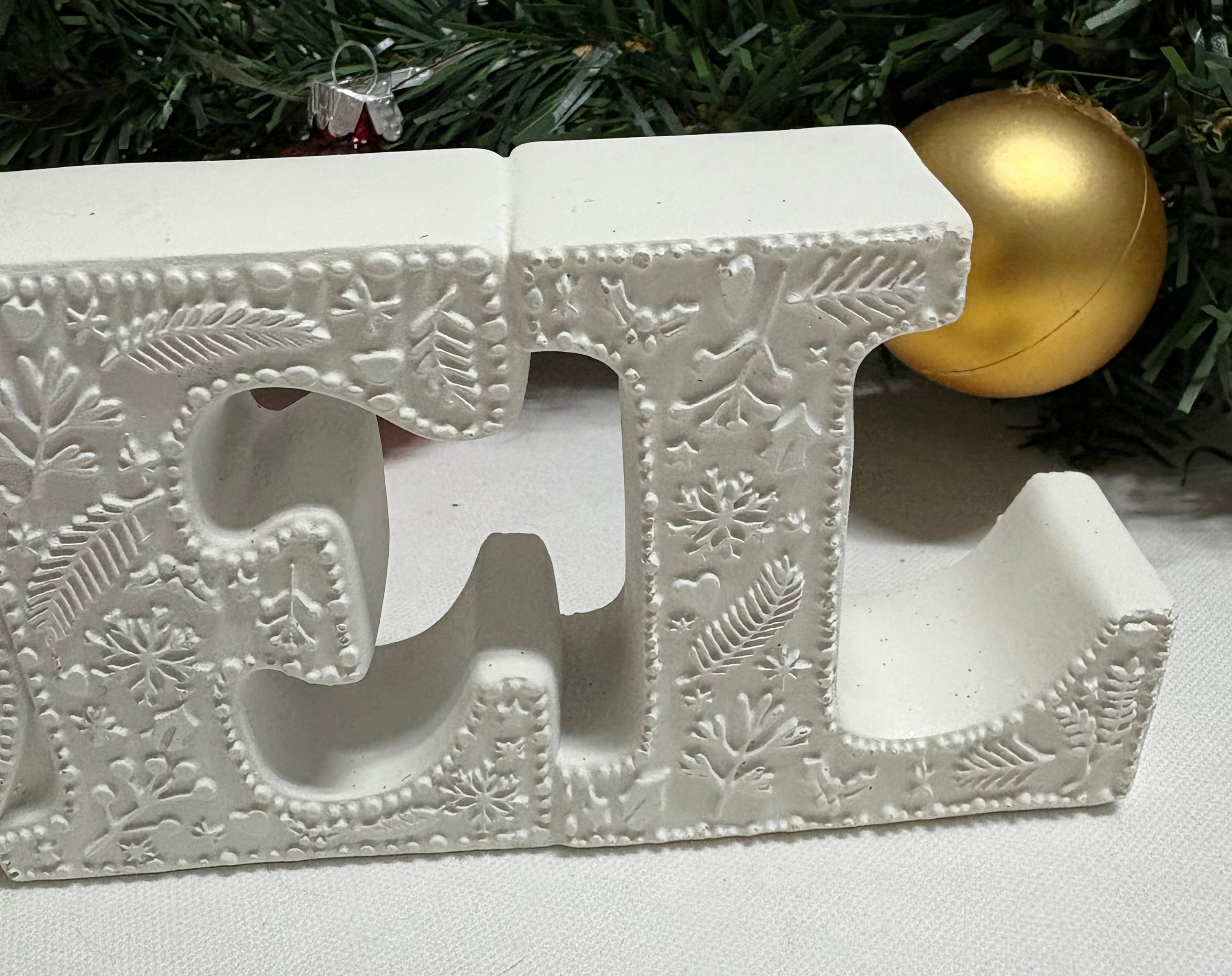 White Noel Resin Sign Christmas Decoration