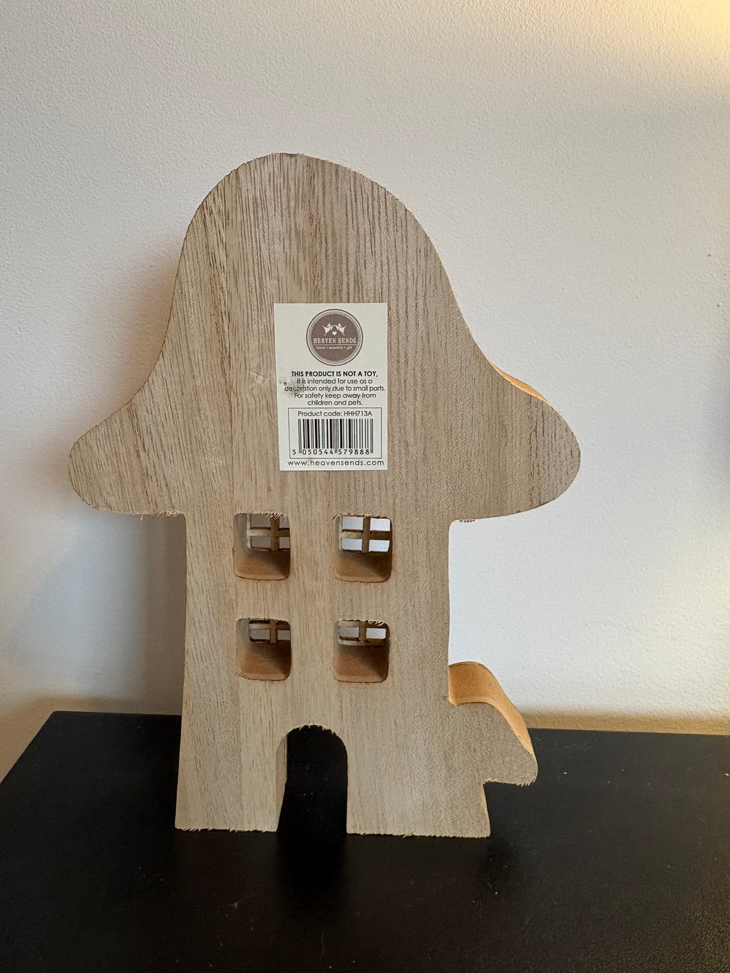 Wooden Mushroom House With Red Roof Ornament