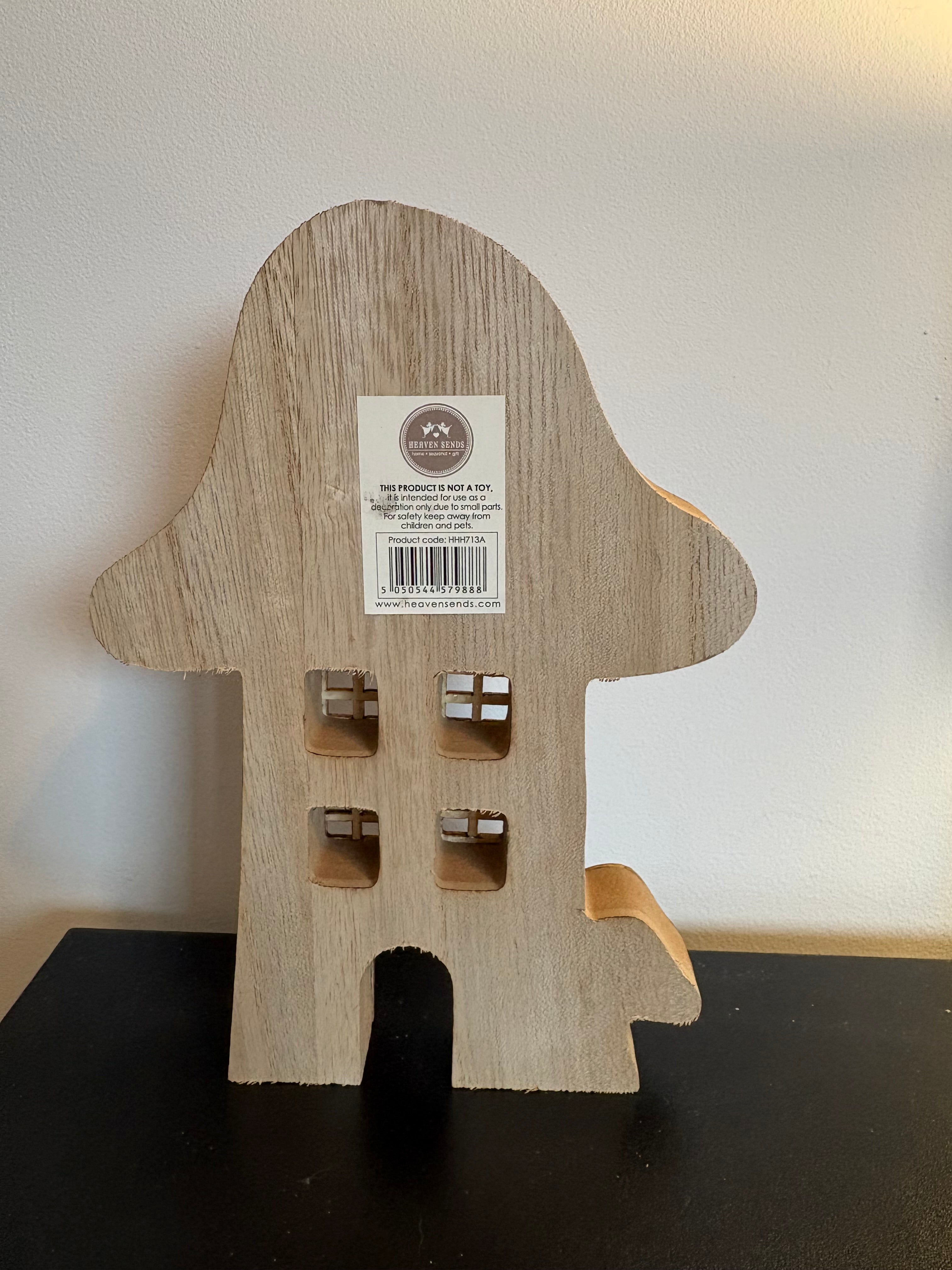 Wooden Mushroom House With Red Roof Ornament